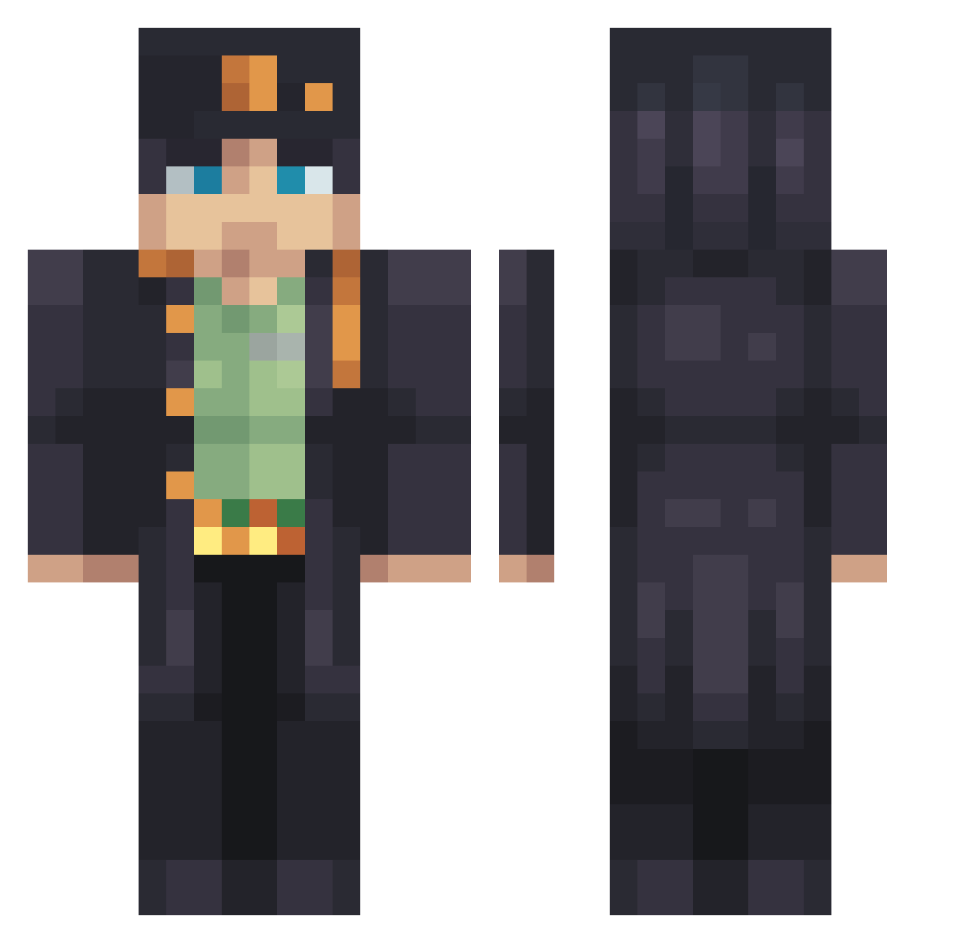 Biggestguy007 Minecraft skin, front and back view