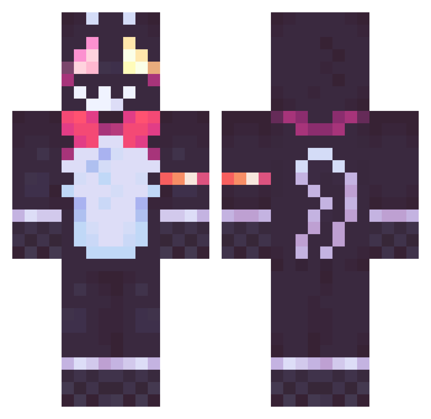 rainbowfrosting Minecraft skin, front and back view