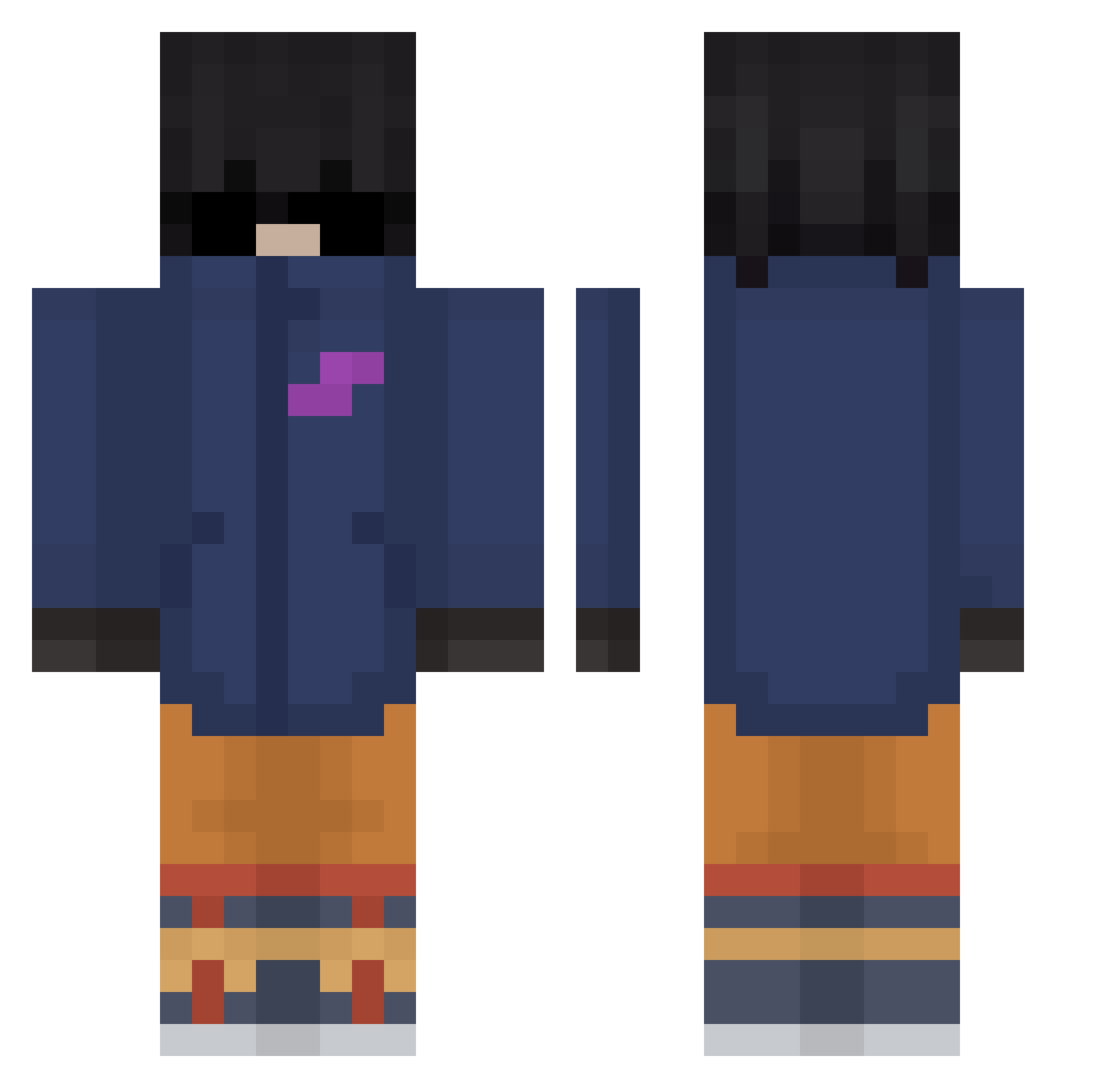 zCalebSkills Minecraft skin, front and back view
