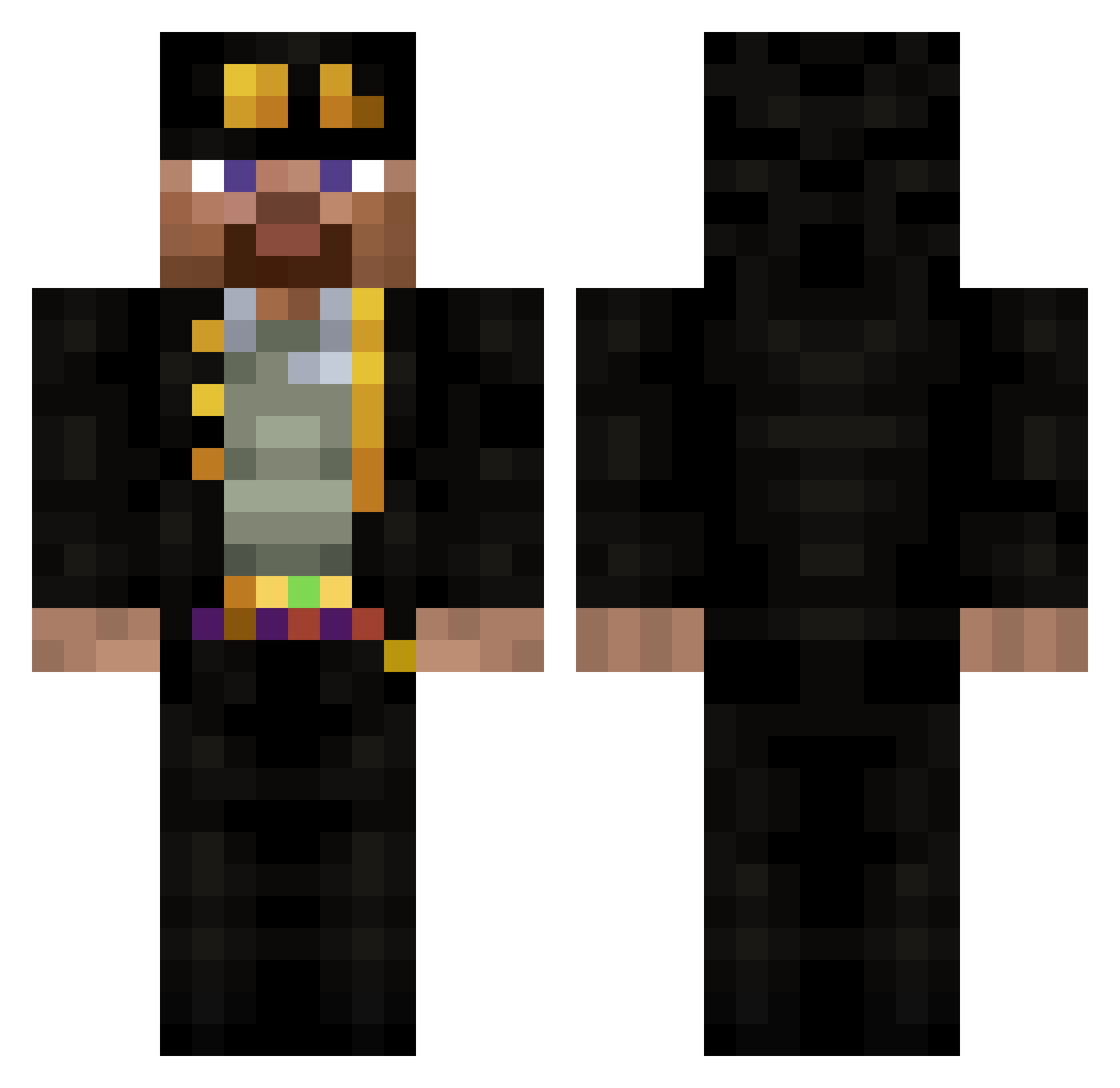 Inhibitory Minecraft skin, front and back view