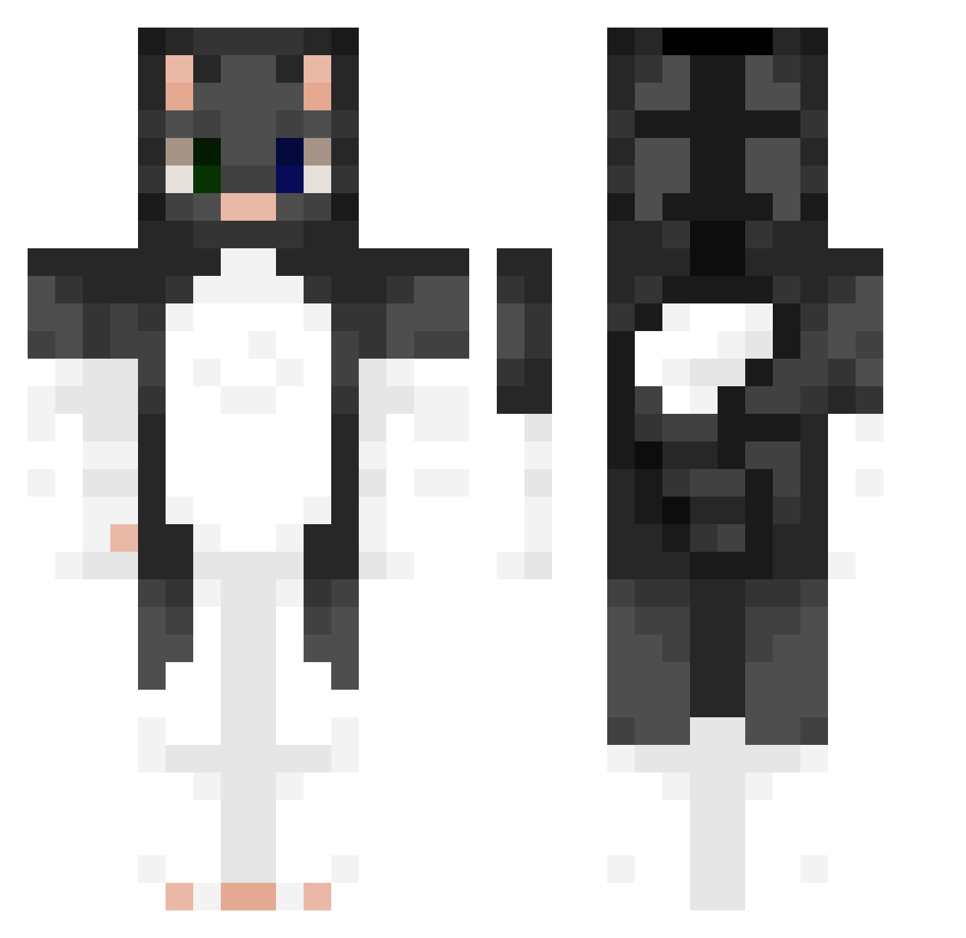 expectation Minecraft skin, front and back view