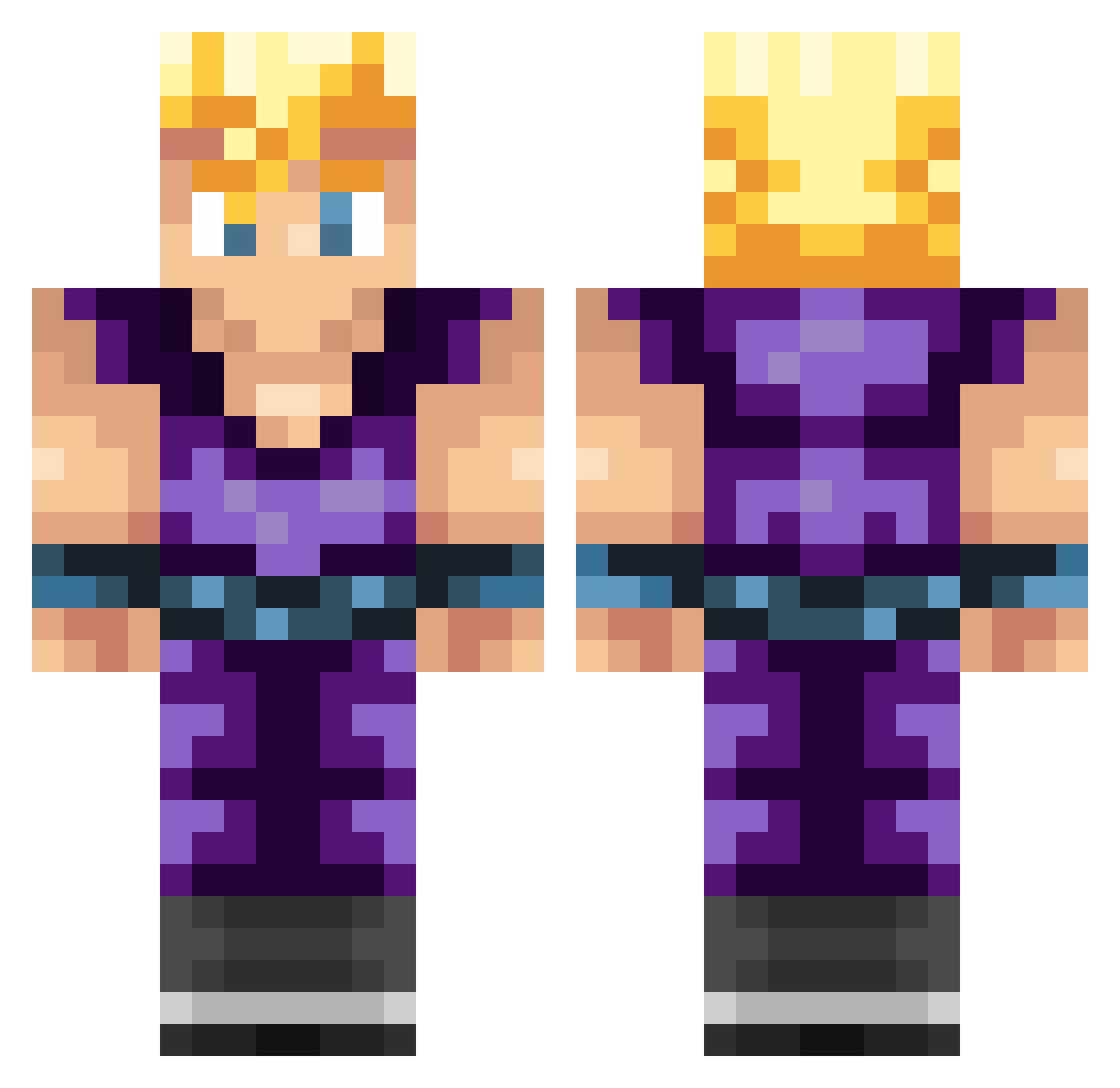 AscendedGohan Minecraft skin, front and back view