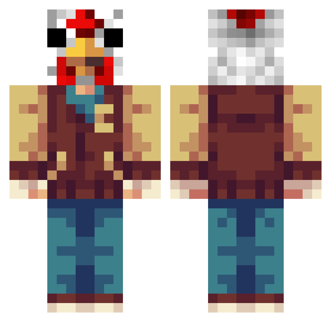 Caznashy Minecraft skin, front and back view