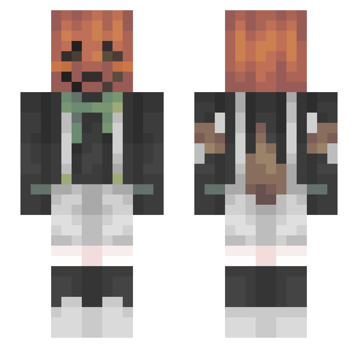 Guckkasten_skull Minecraft skin, front and back view