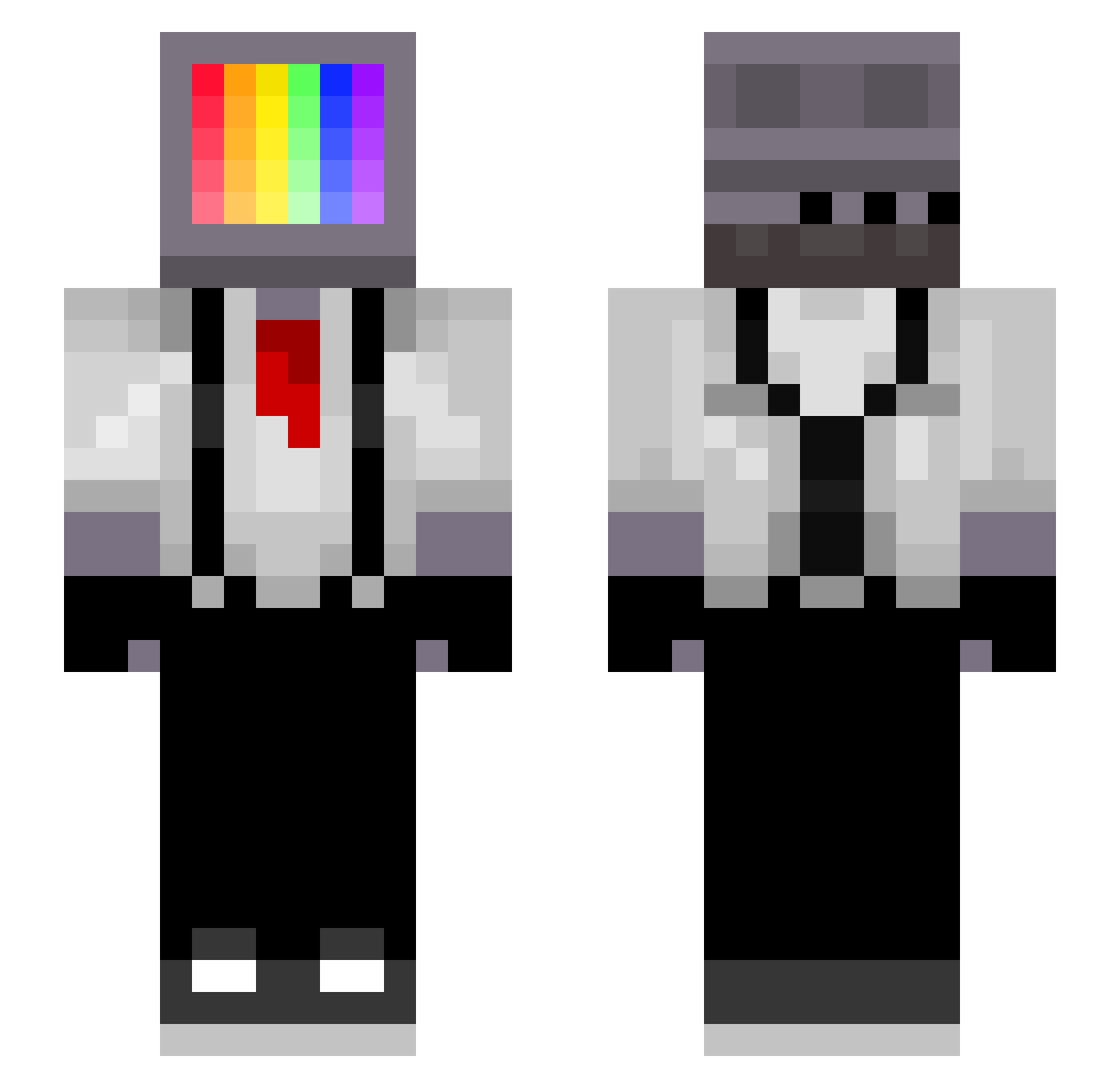 xJPG Minecraft skin, front and back view
