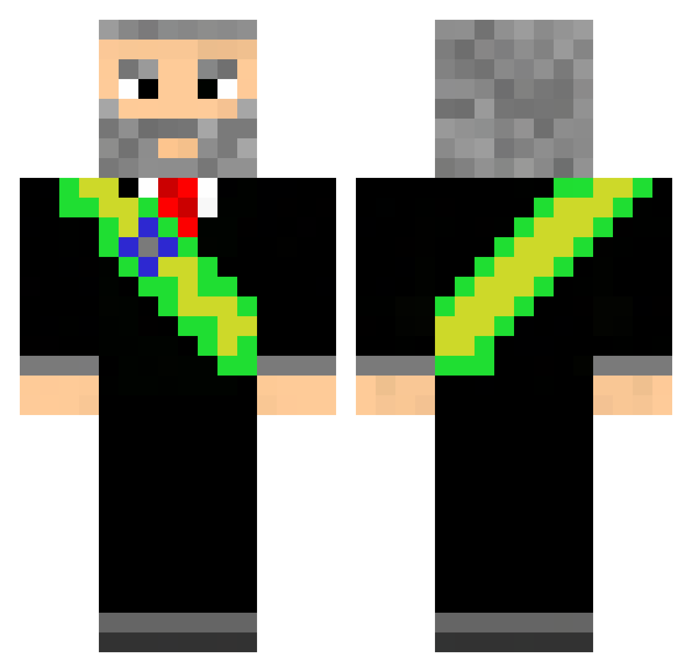 Dandxn Minecraft skin, front and back view
