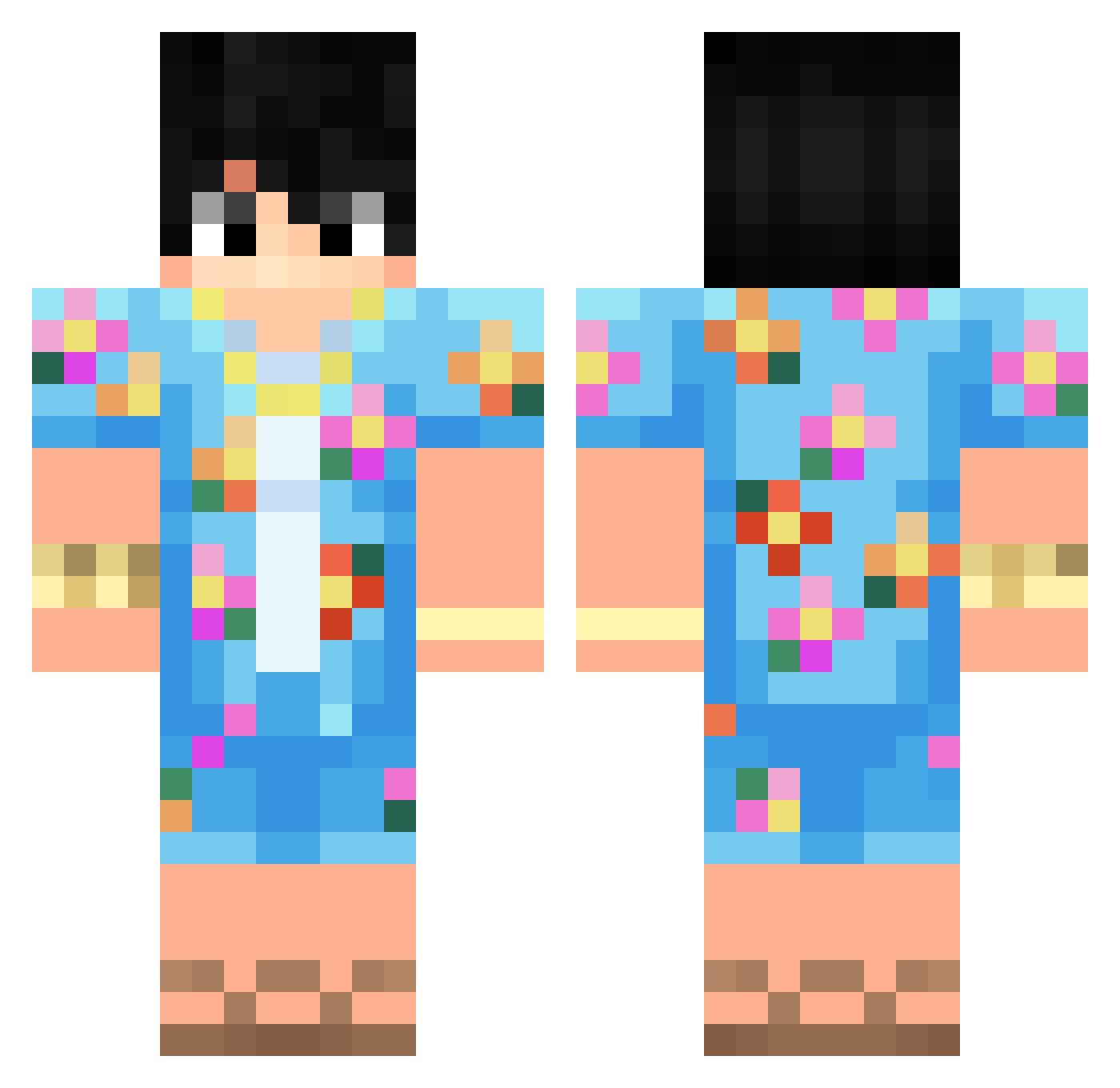 nieplacewsklepie Minecraft skin, front and back view