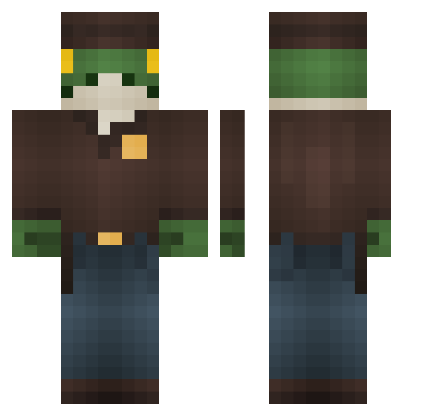 PhrogInPond Minecraft skin, front and back view