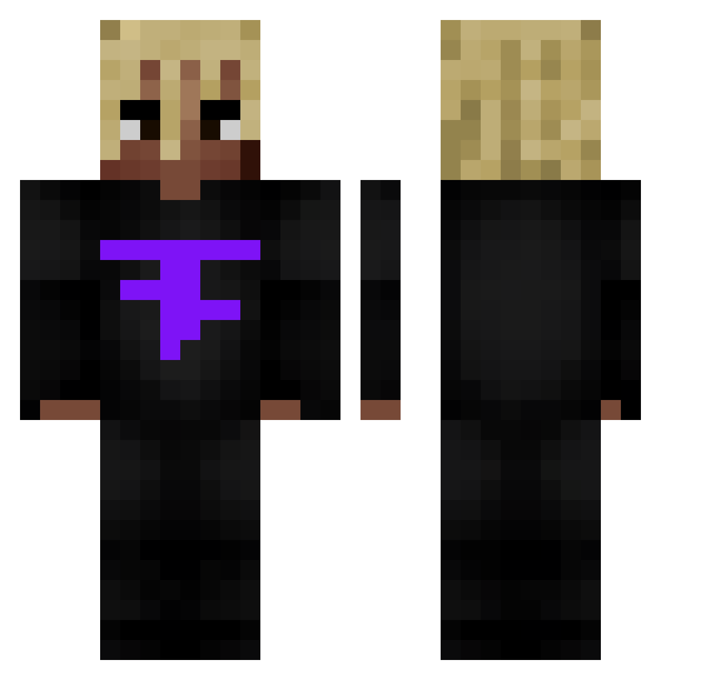 p1ayb0ycarti Minecraft skin, front and back view