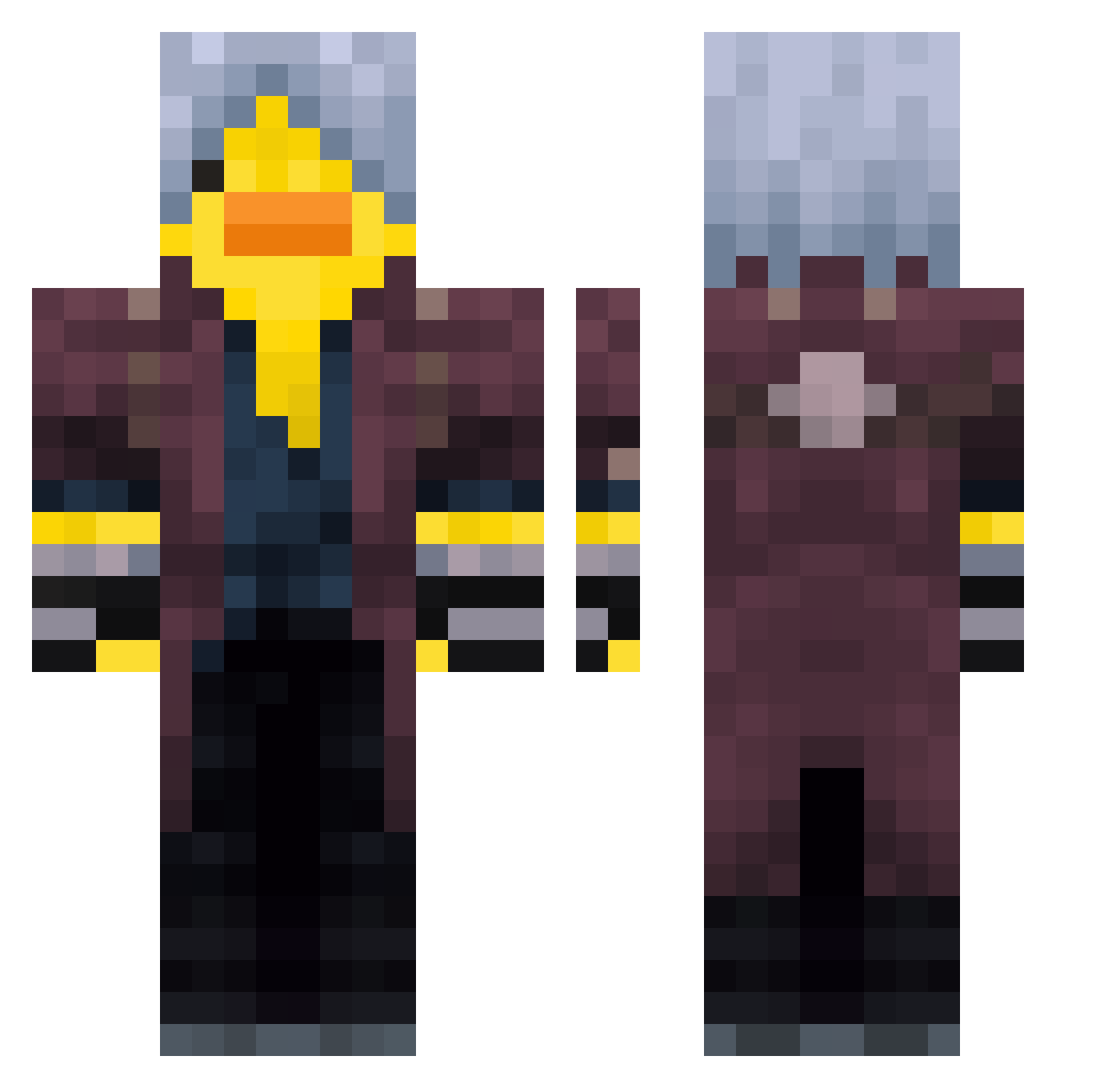 Hetoksagroup Minecraft skin, front and back view