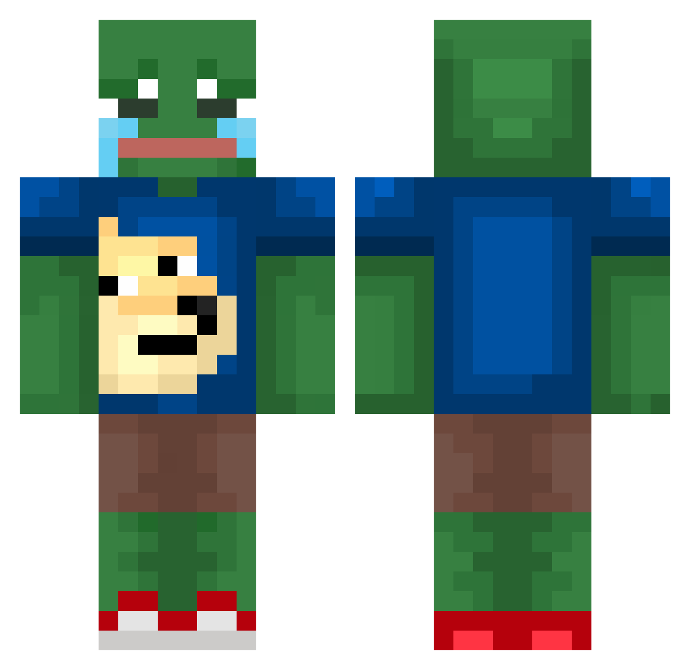 SocksAreYummy Minecraft skin, front and back view