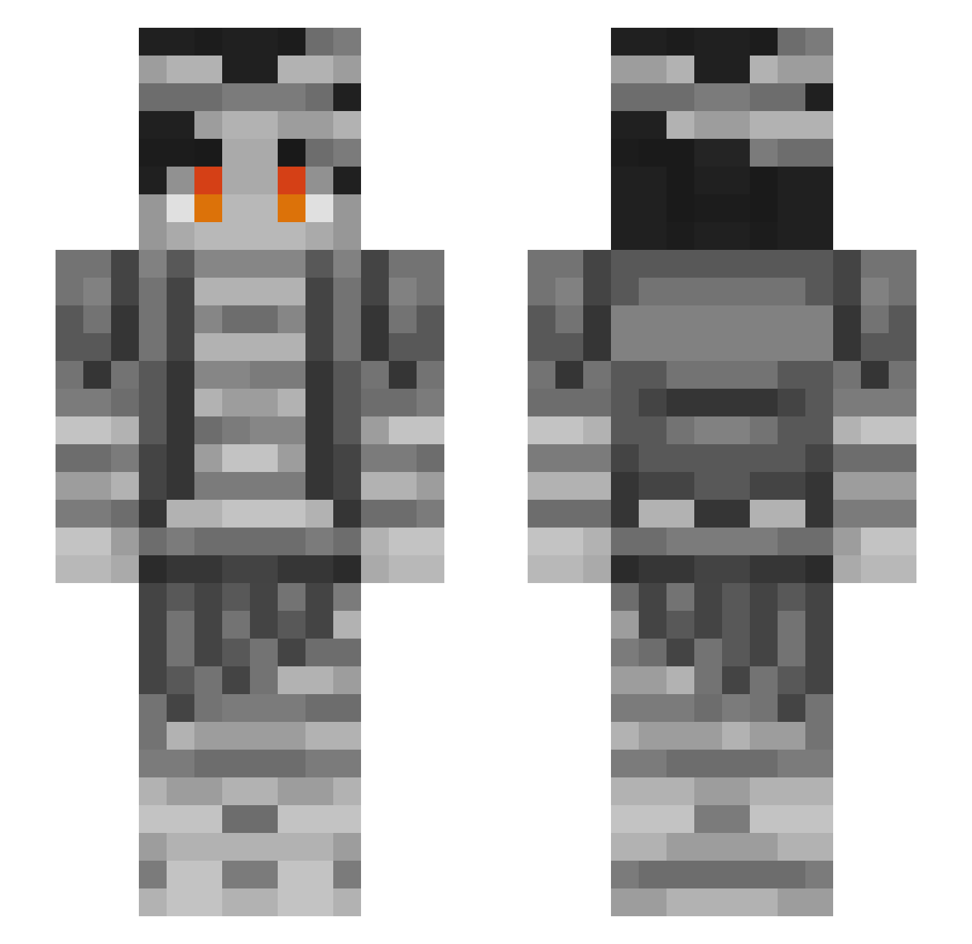 Gaandon Minecraft skin, front and back view