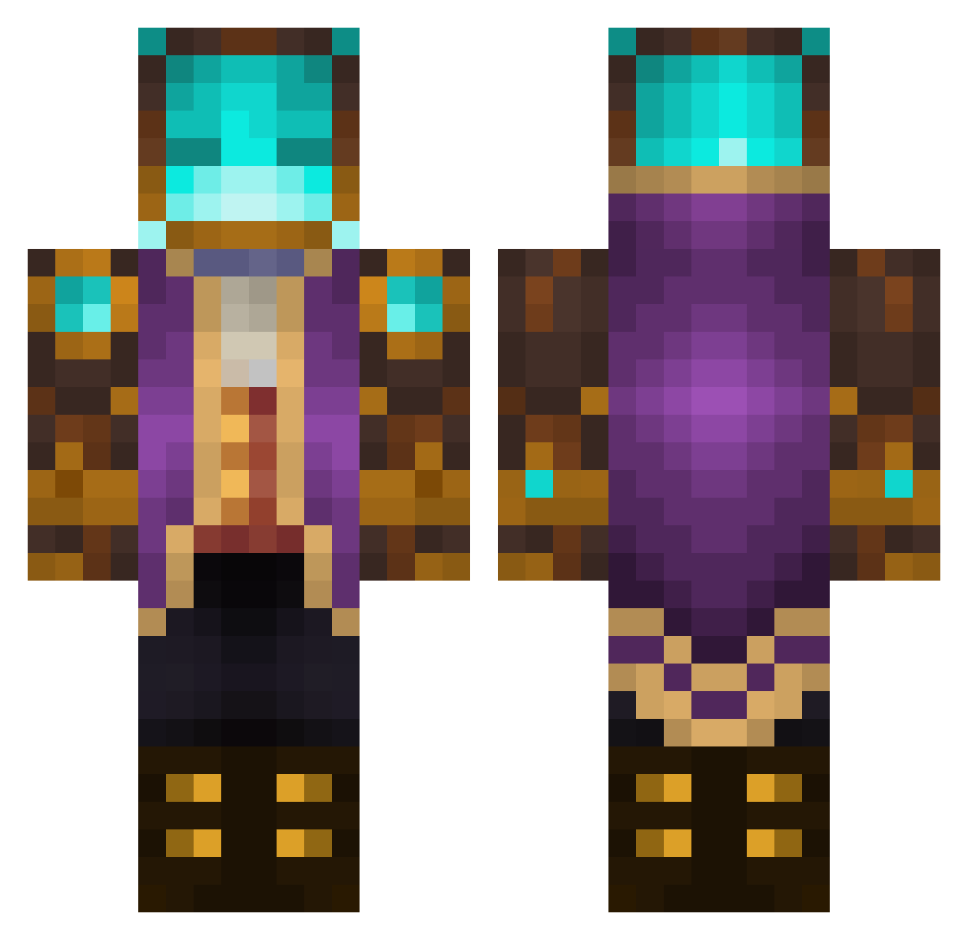 StretchArmLong Minecraft skin, front and back view