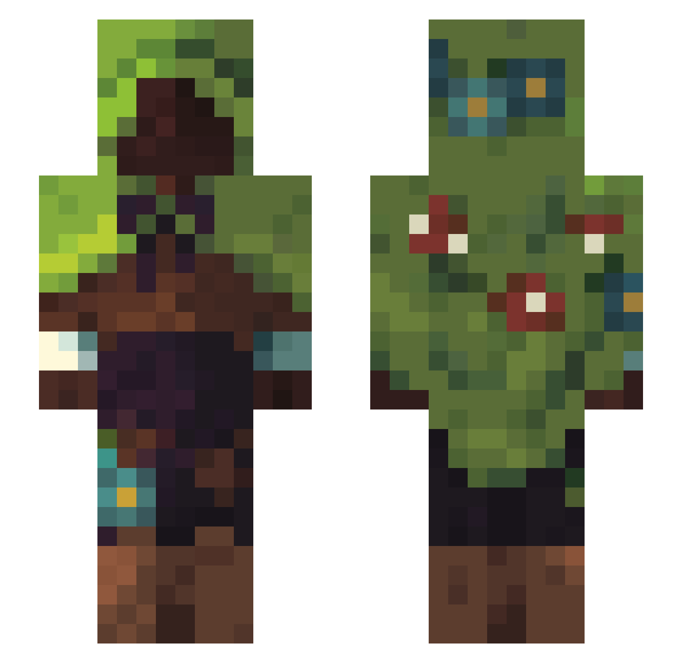 Bexko0 Minecraft skin, front and back view