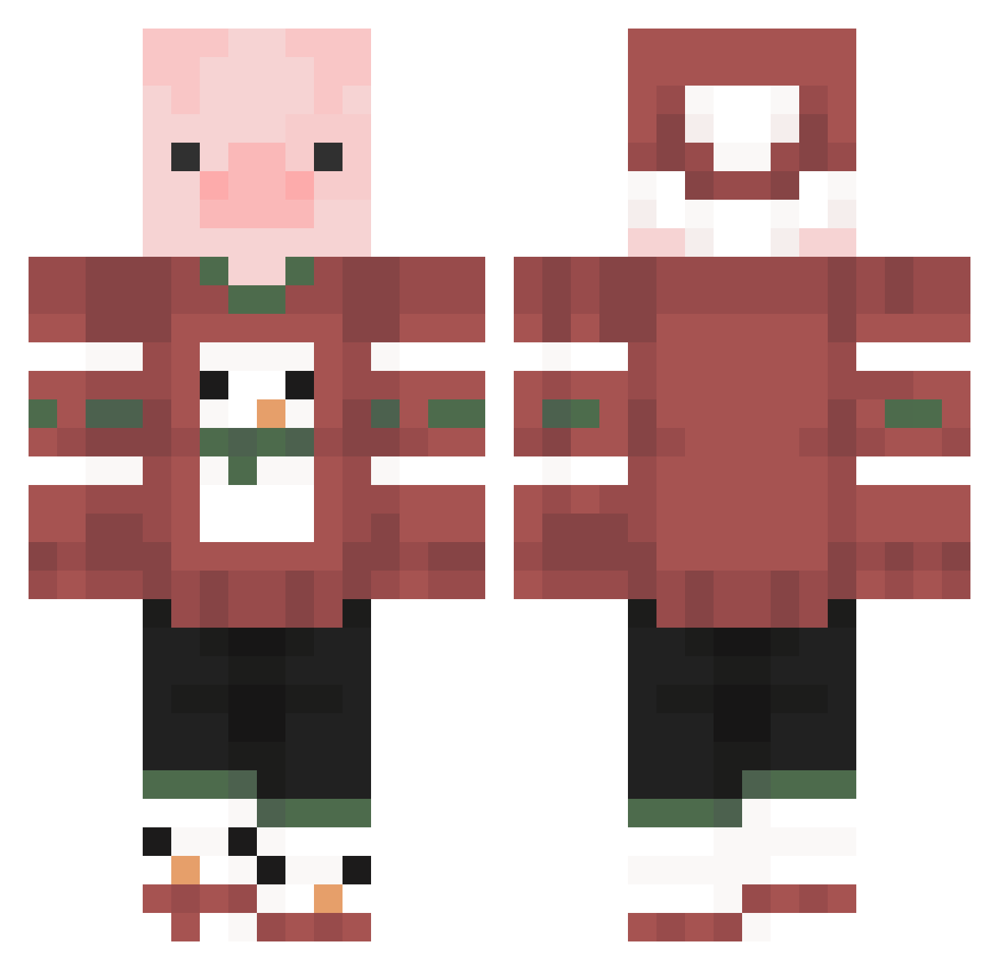 saucyves Minecraft skin, front and back view