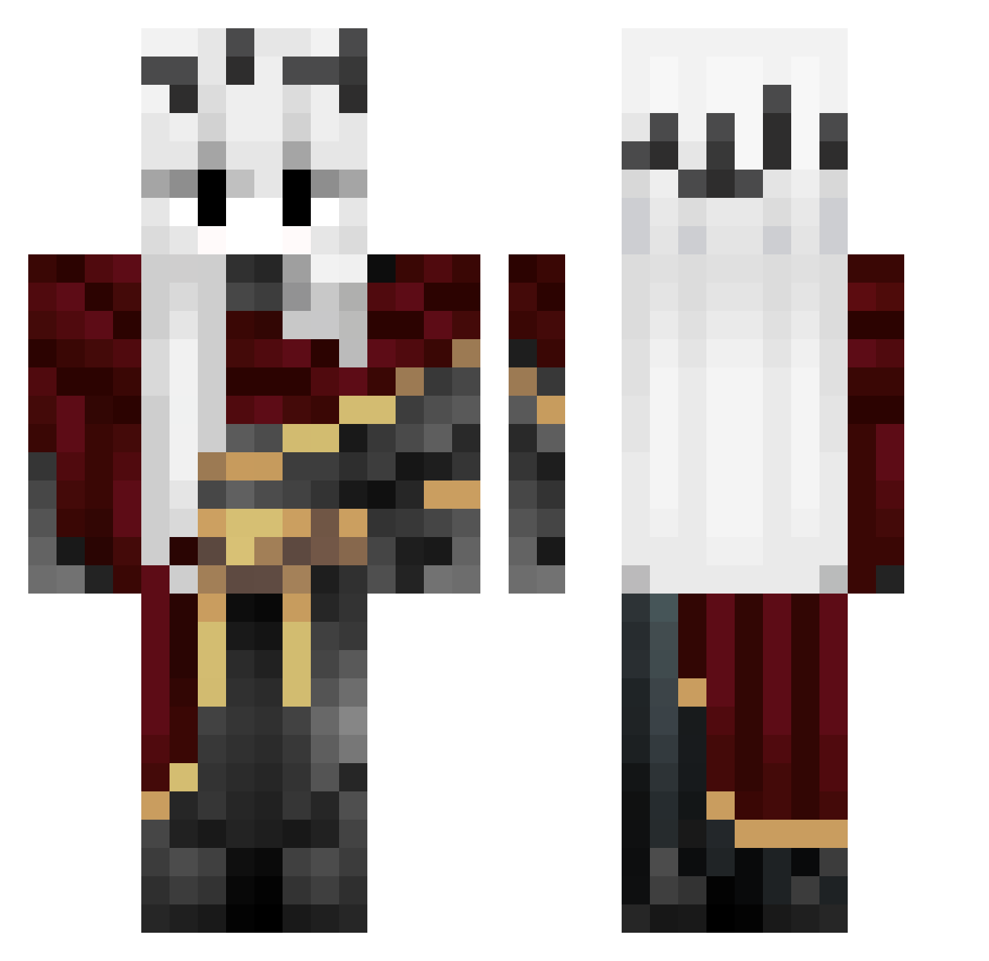 SubInHell Minecraft skin, front and back view