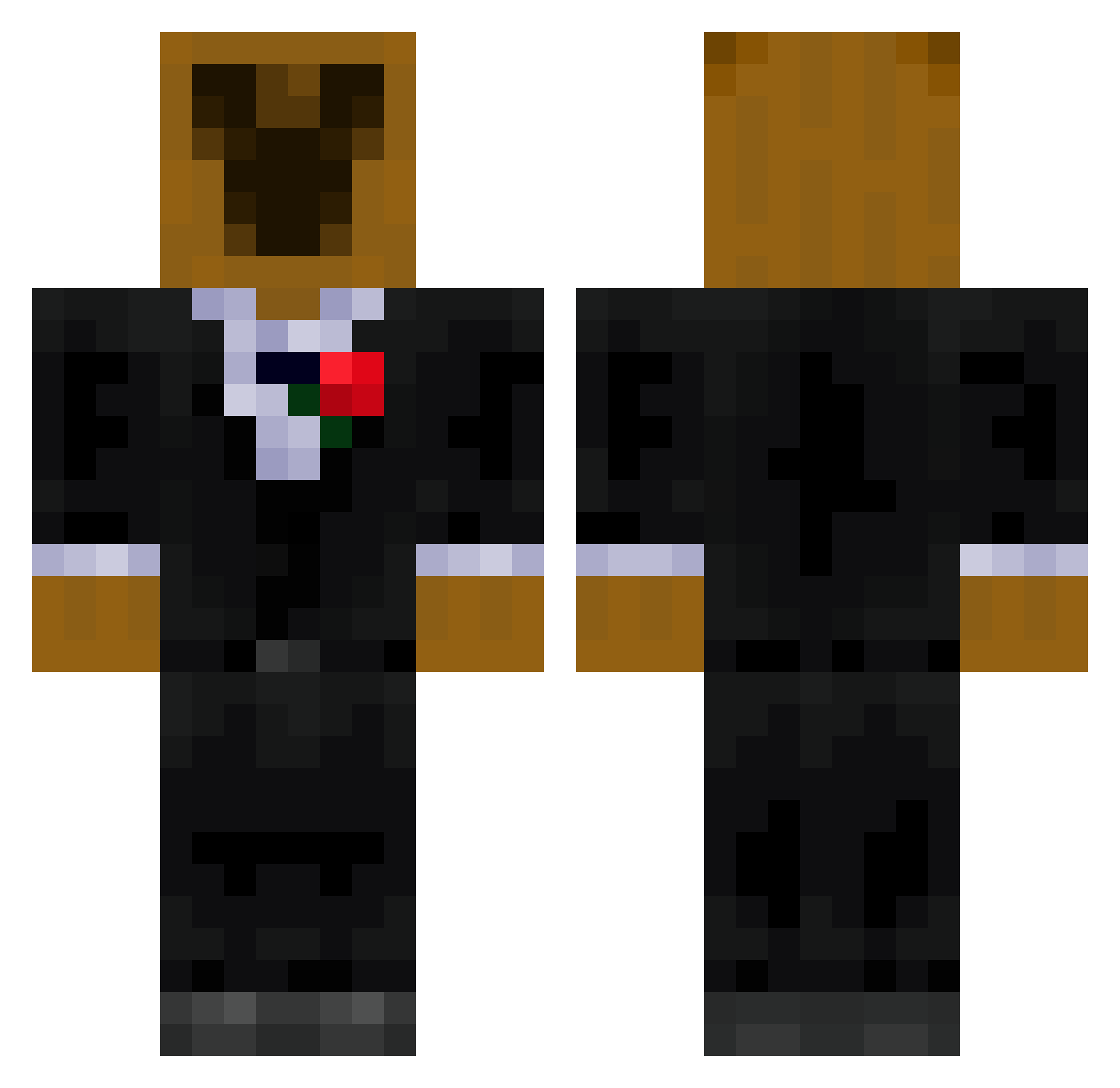 GhastUnity Minecraft skin, front and back view