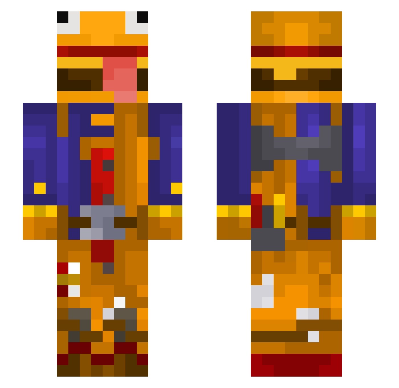 DugeonMan Minecraft skin, front and back view