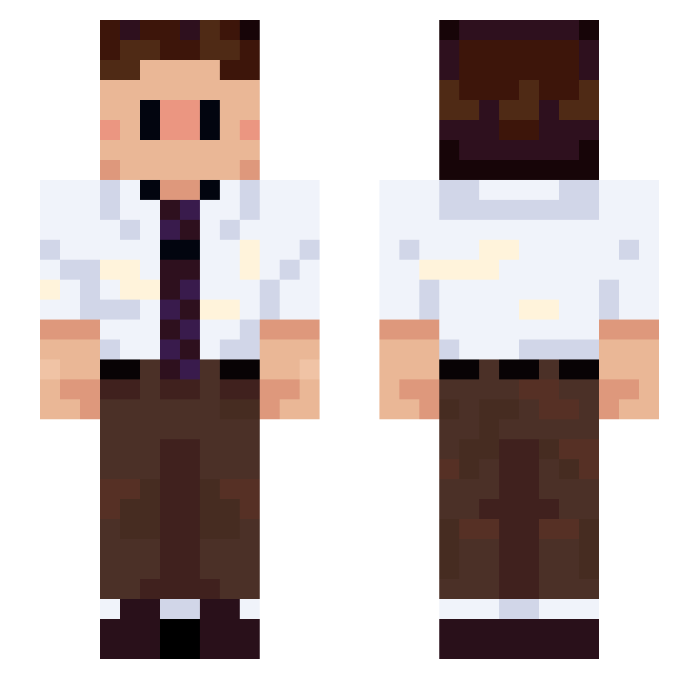 Zestu Minecraft skin, front and back view