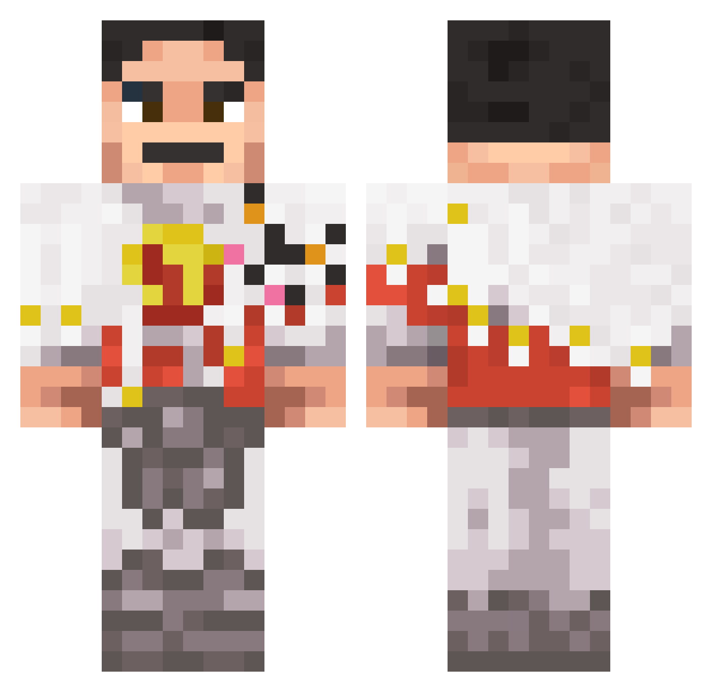 Skatzy Minecraft skin, front and back view