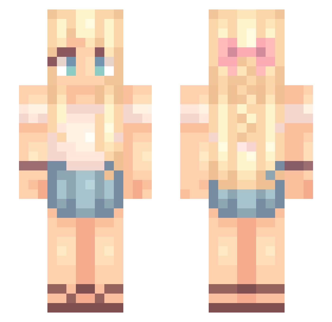 Potassium Minecraft skin, front and back view