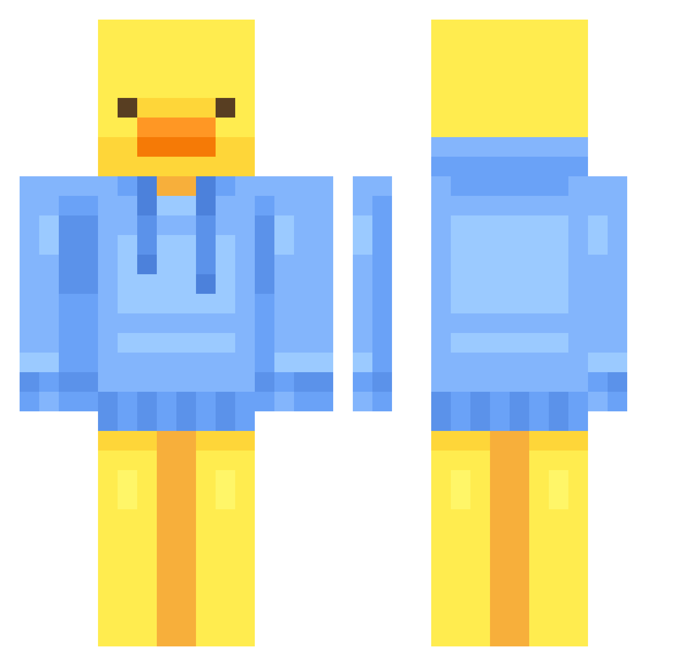 TDINAP Minecraft skin, front and back view