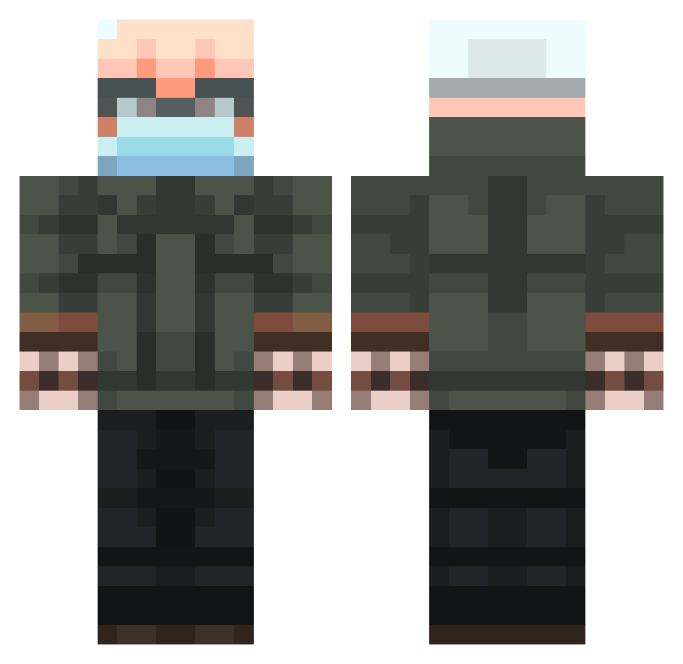 Mozzerelle Minecraft skin, front and back view