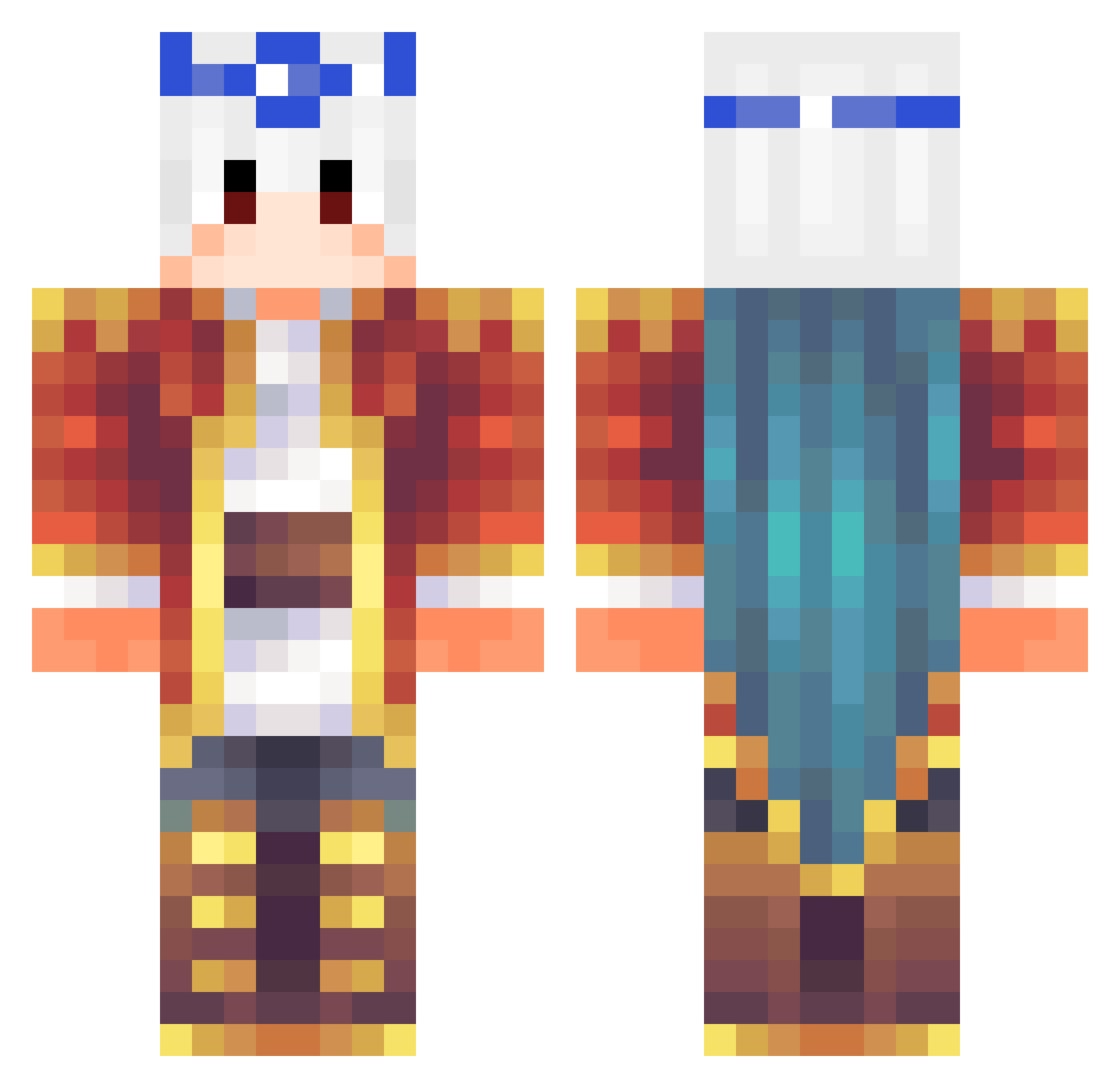 Hubert123465 Minecraft skin, front and back view