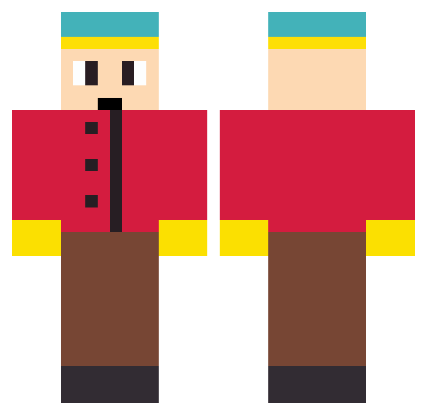 x437 Minecraft skin, front and back view