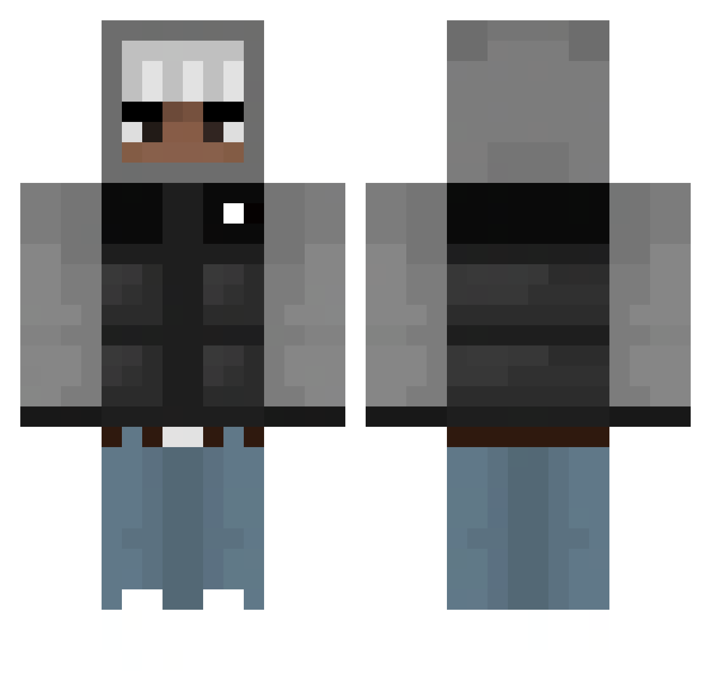 XmisiuXD Minecraft skin, front and back view