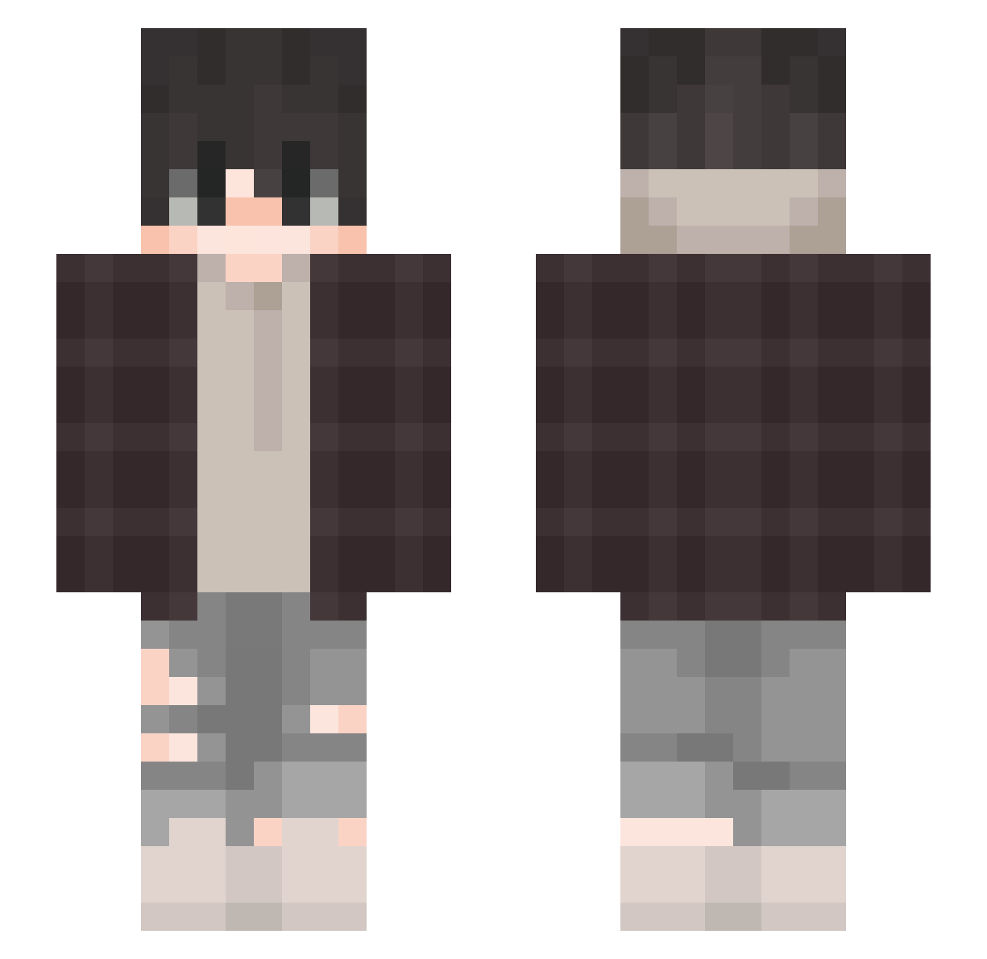 ArmiNotch Minecraft skin, front and back view