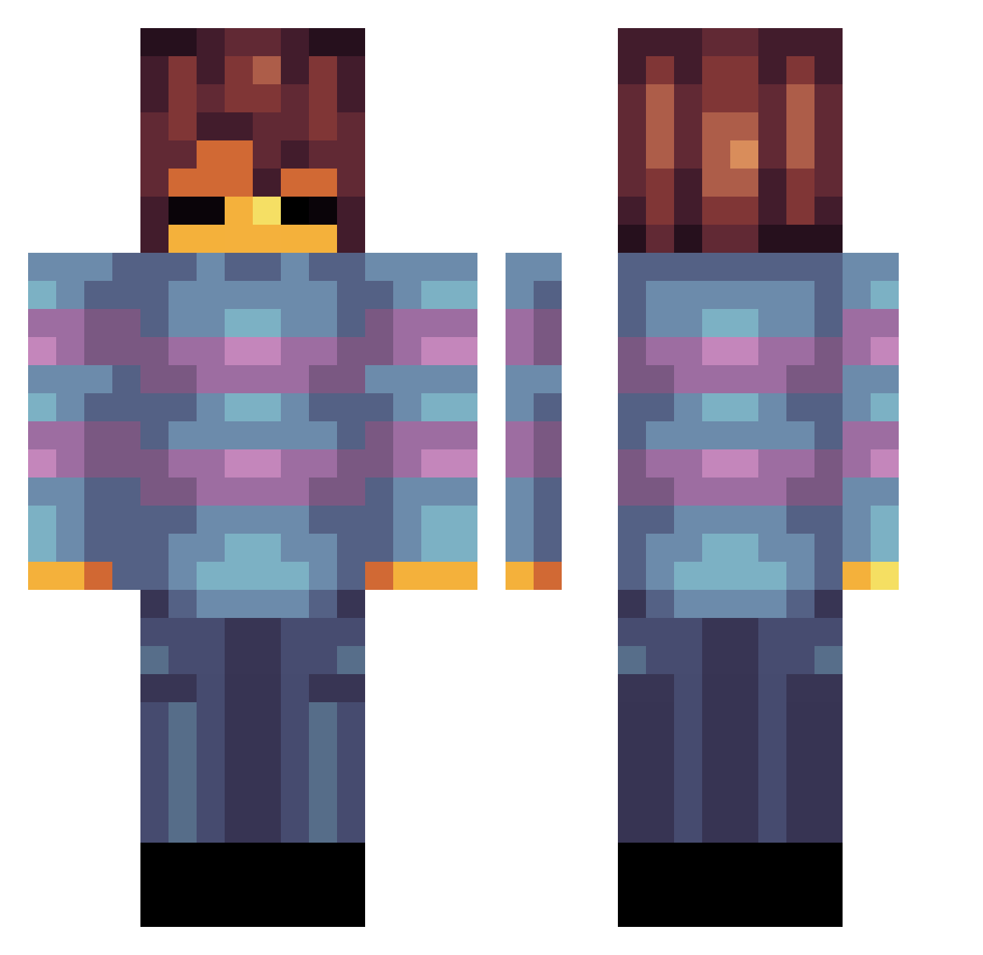 Mordat01 Minecraft skin, front and back view