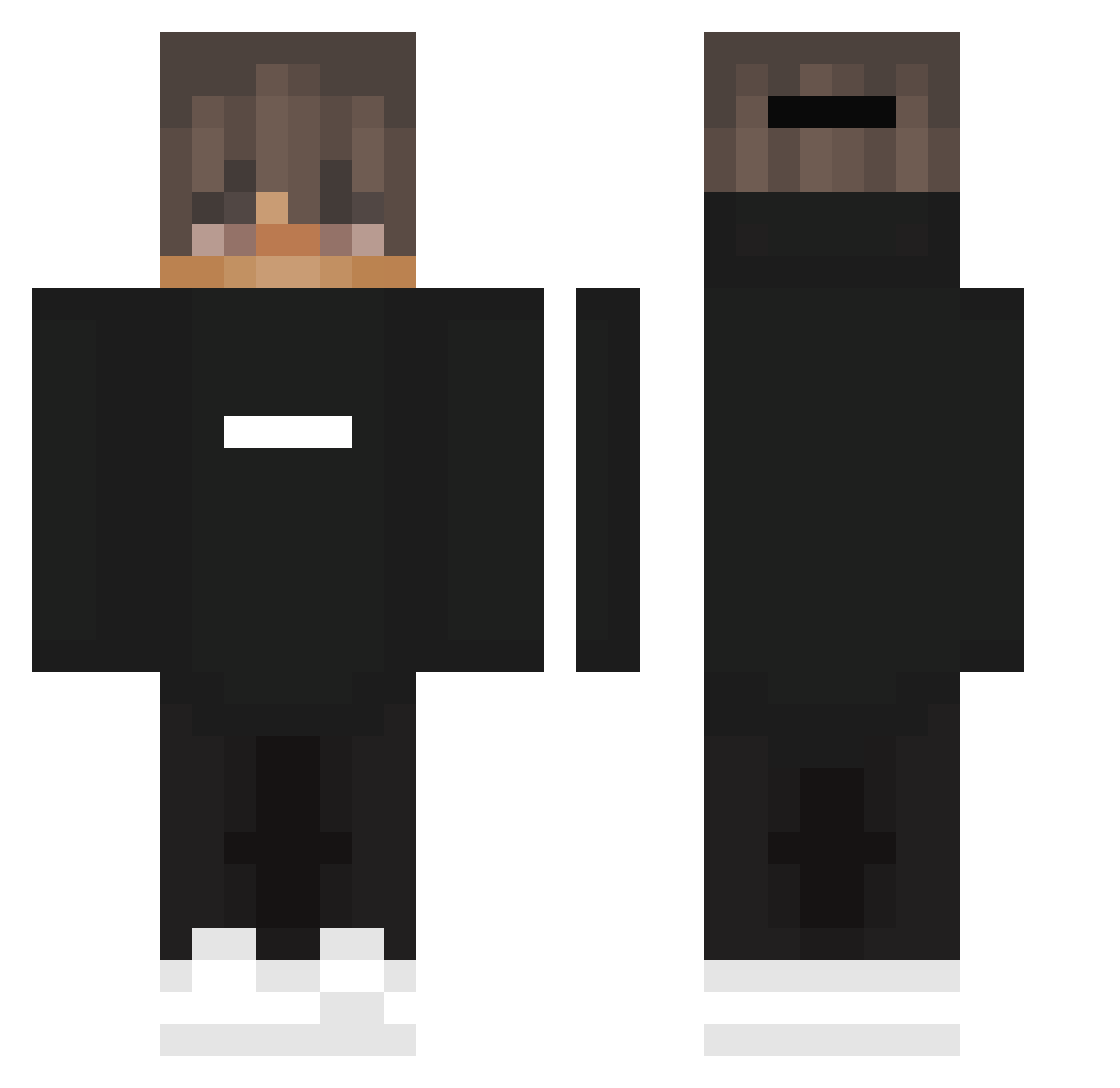 RaiseException Minecraft skin, front and back view
