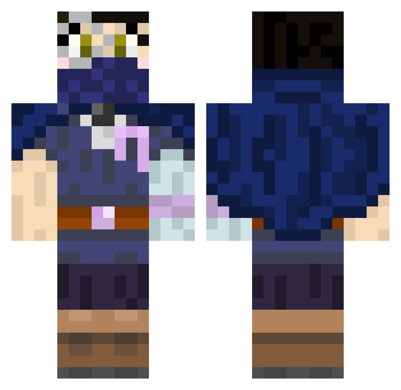 StarBlueCM Minecraft skin, front and back view