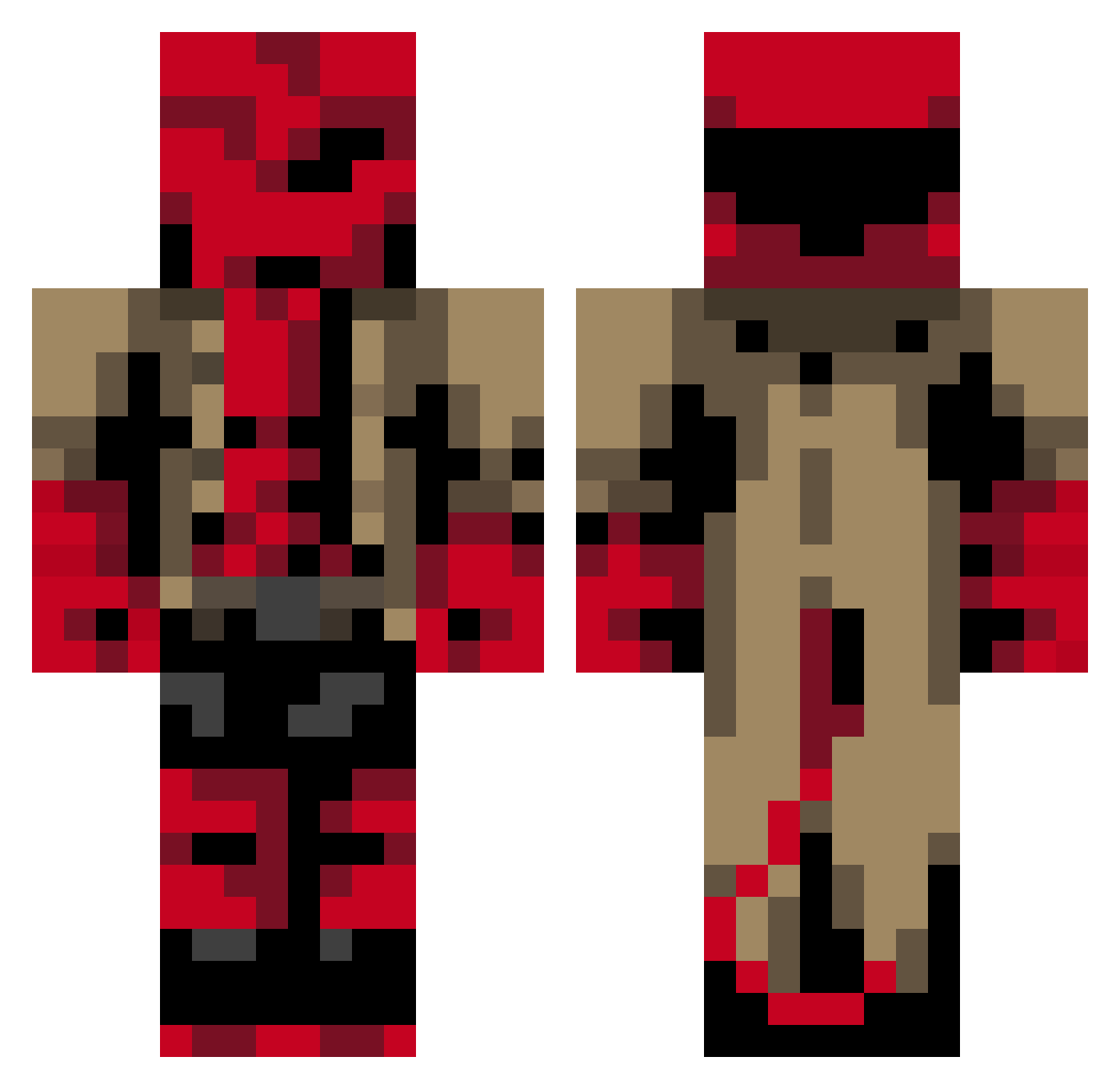 bLo0dFaRt Minecraft skin, front and back view
