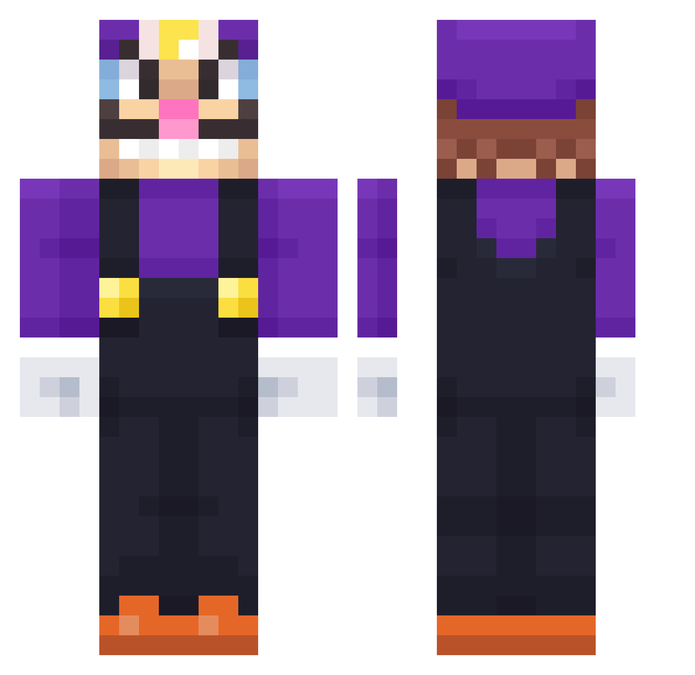 mikrowellenessen Minecraft skin, front and back view