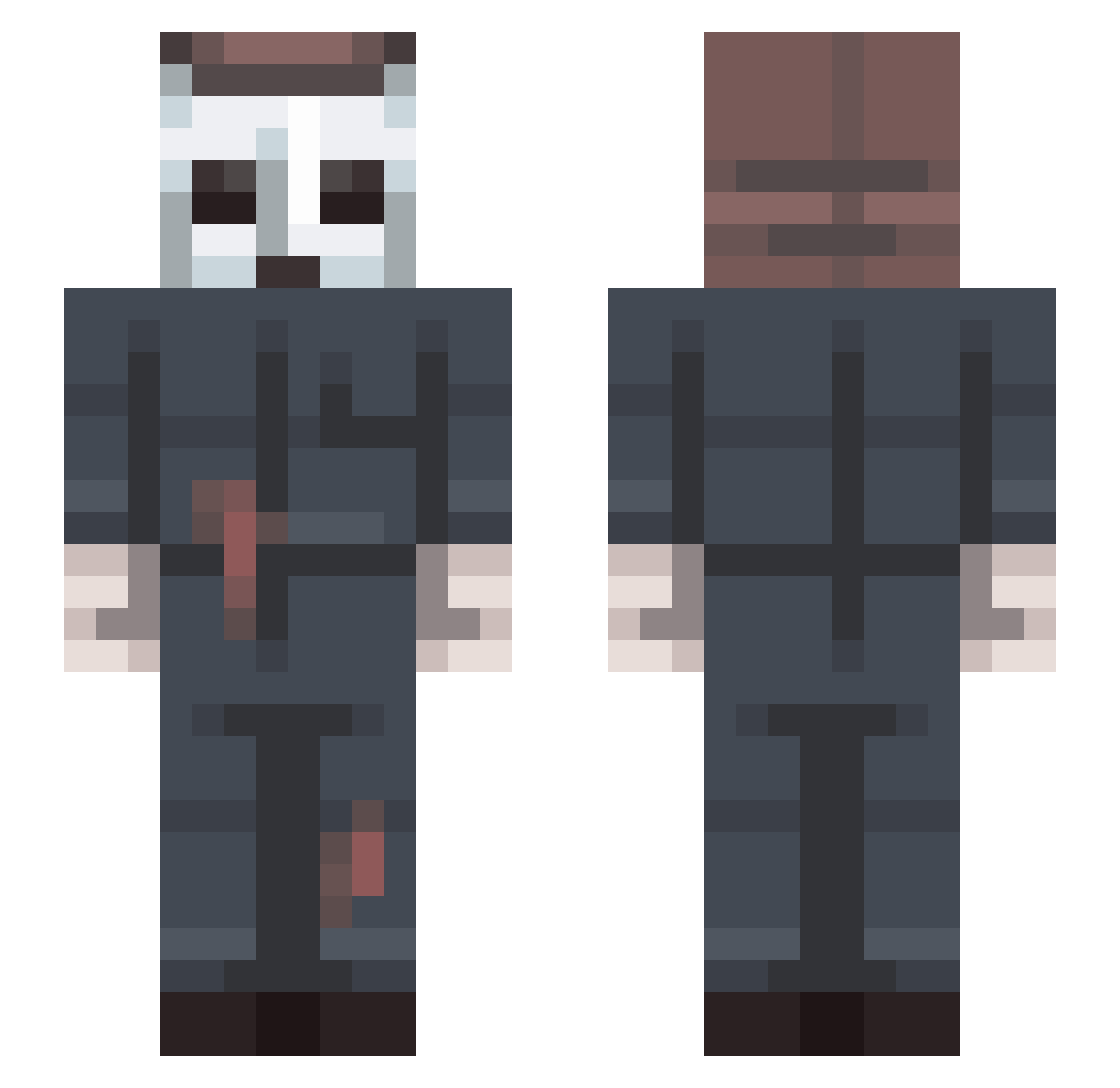 deflationary Minecraft skin, front and back view
