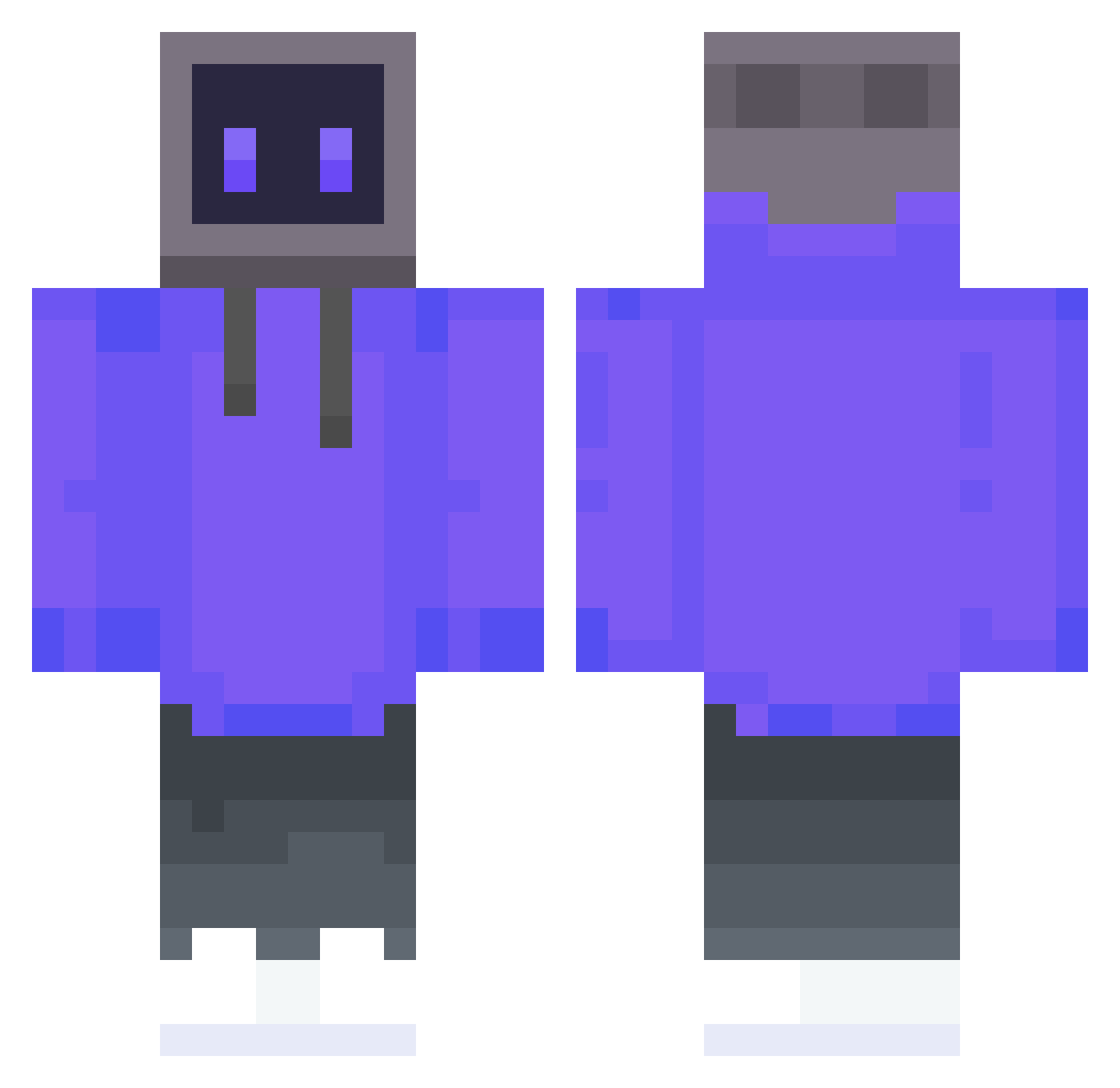 Ninjxh Minecraft skin, front and back view