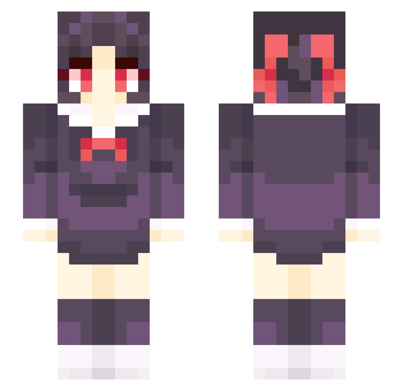 ArraySpection Minecraft skin, front and back view