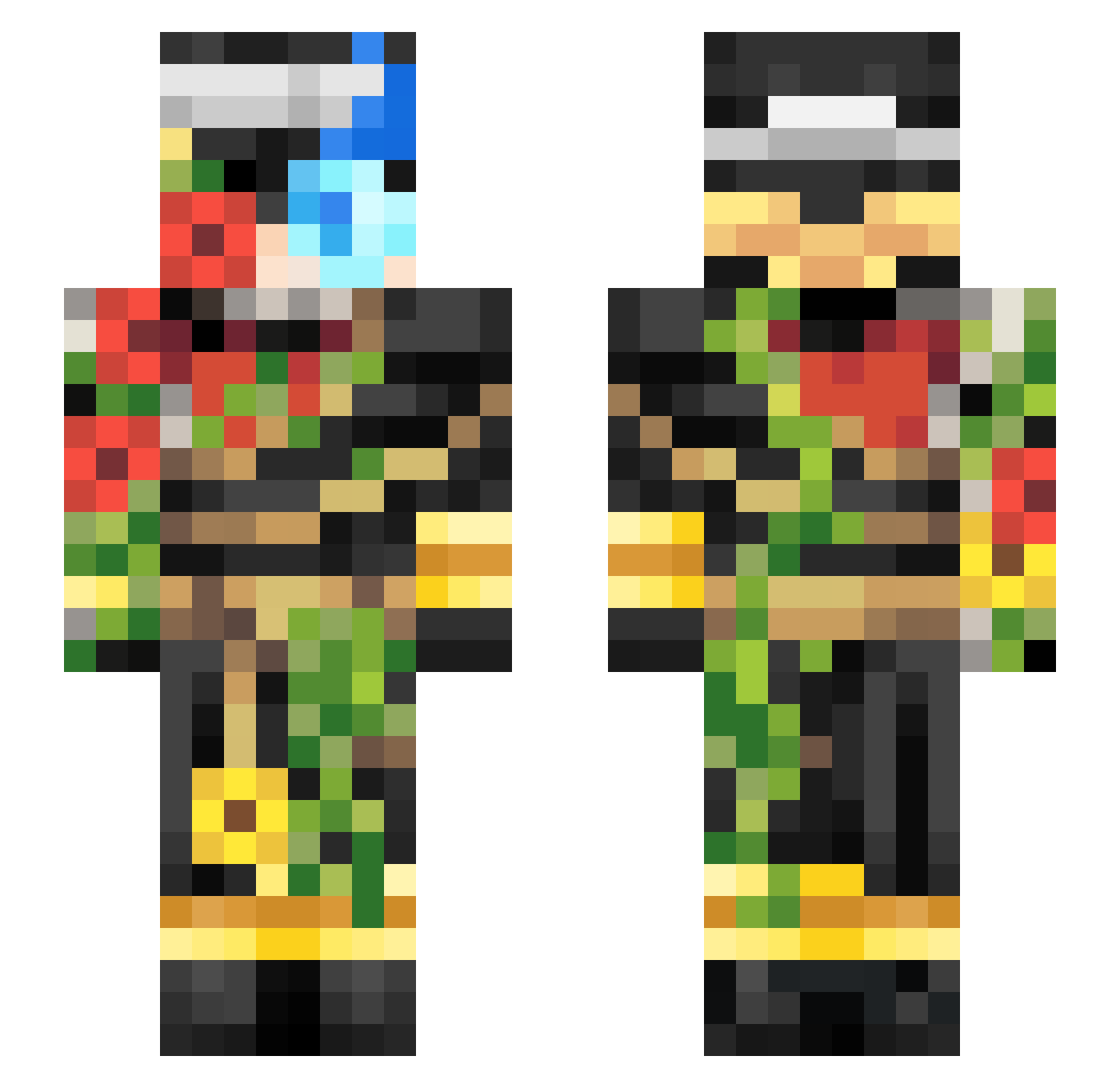 Xunth Minecraft skin, front and back view