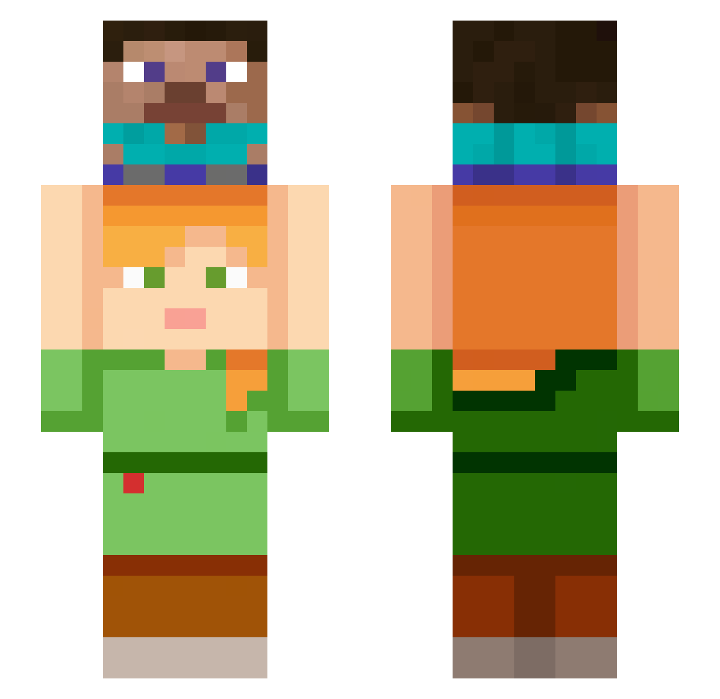 TheLeoBurns Minecraft skin, front and back view