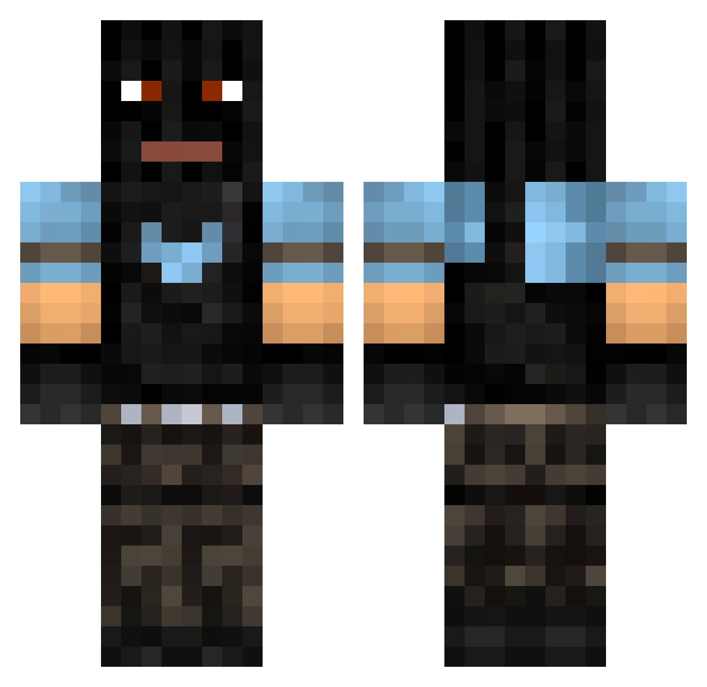 Hunnx Minecraft skin, front and back view