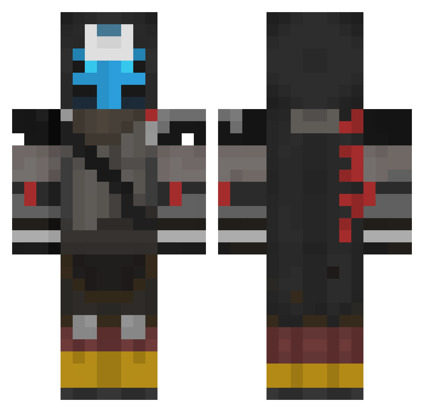 GoldenArcanin Minecraft skin, front and back view