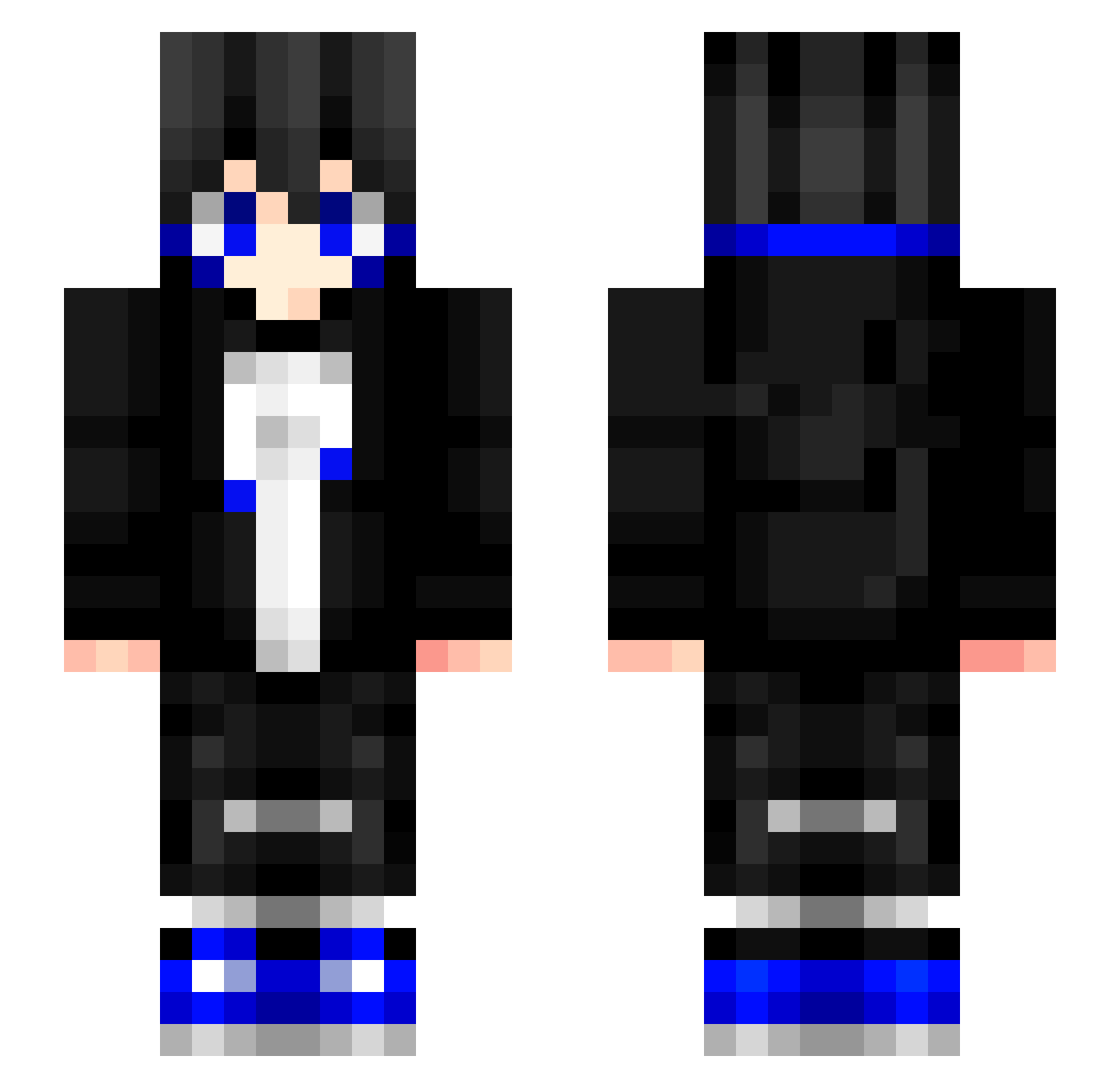 SleepyBlue_ Minecraft skin, front and back view