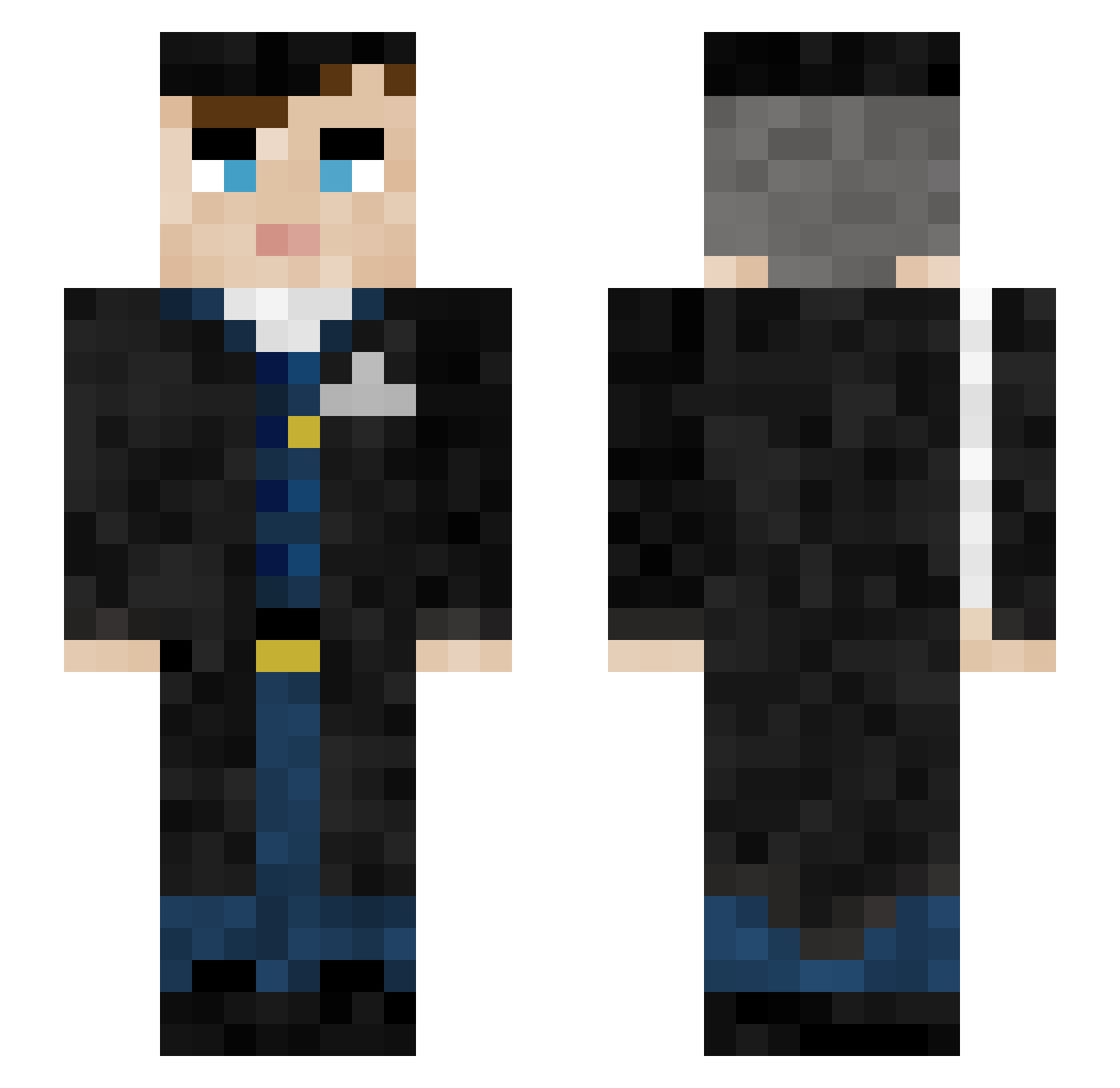 BlueAdilette Minecraft skin, front and back view