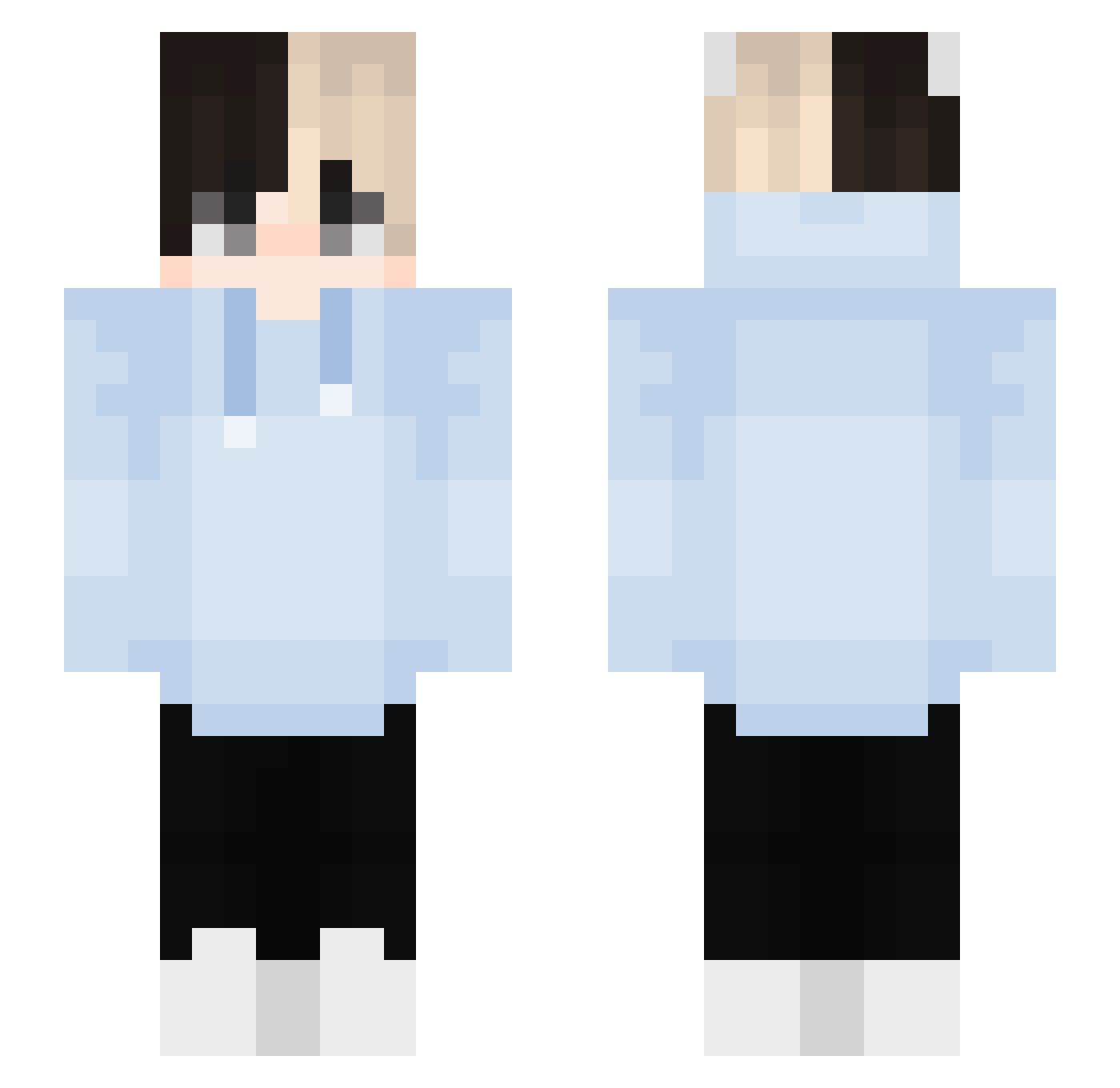 Wideawake Minecraft skin, front and back view
