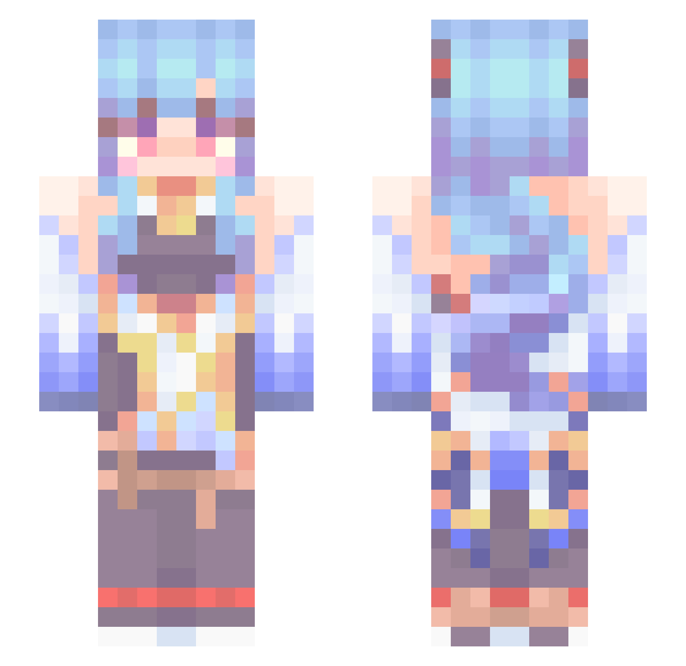 XxEminxX3 Minecraft skin, front and back view
