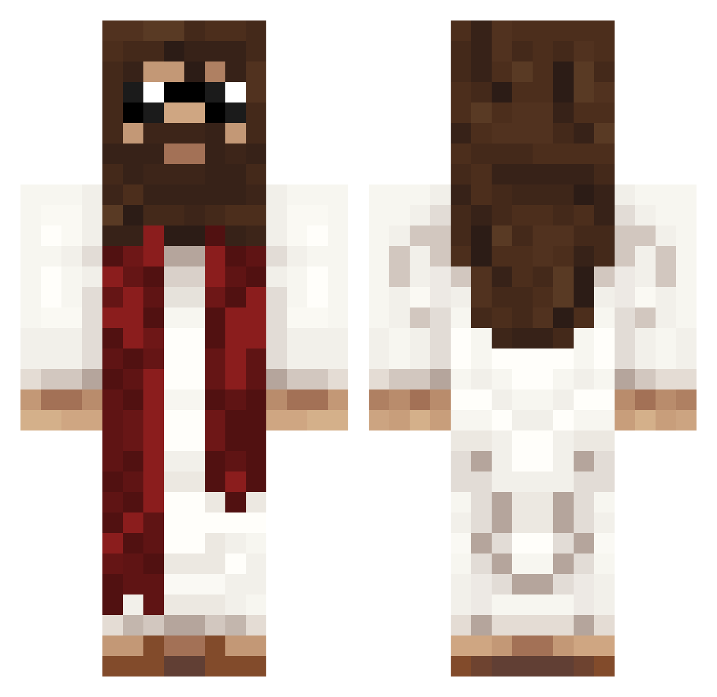JesusFromTheHood Minecraft skin, front and back view