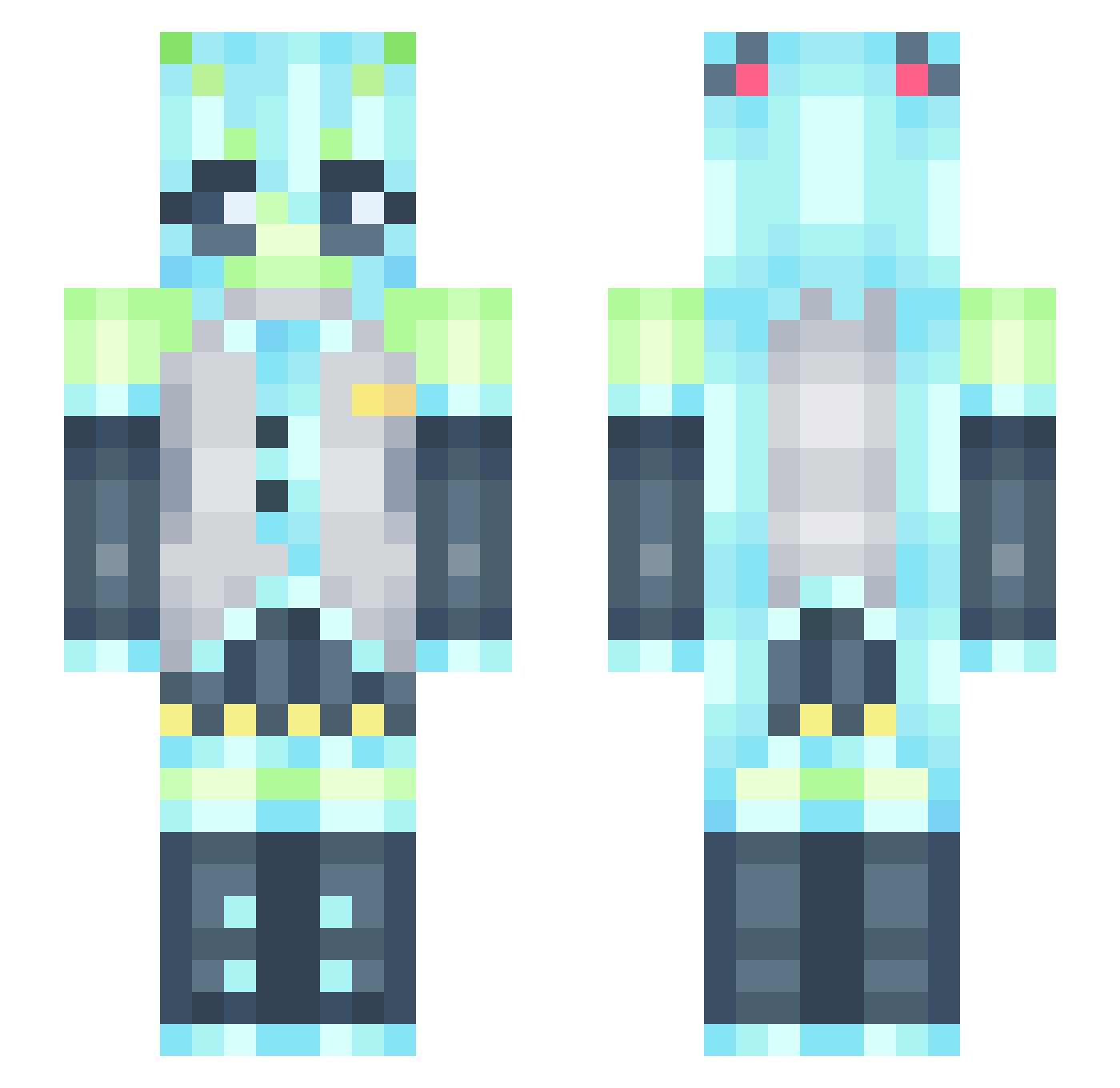 SpiderConni Minecraft skin, front and back view