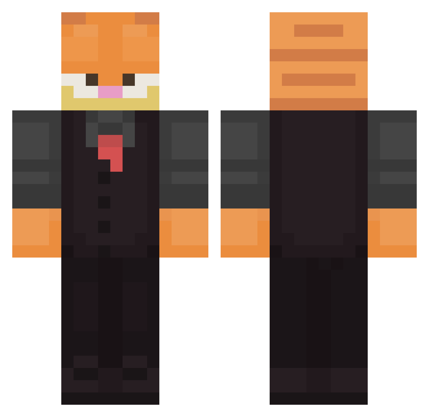 Darkne_ss Minecraft skin, front and back view